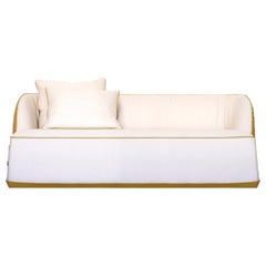 Modern Lounge Foam Outdoor Sofa in gelbem Leder und weißem Stoff