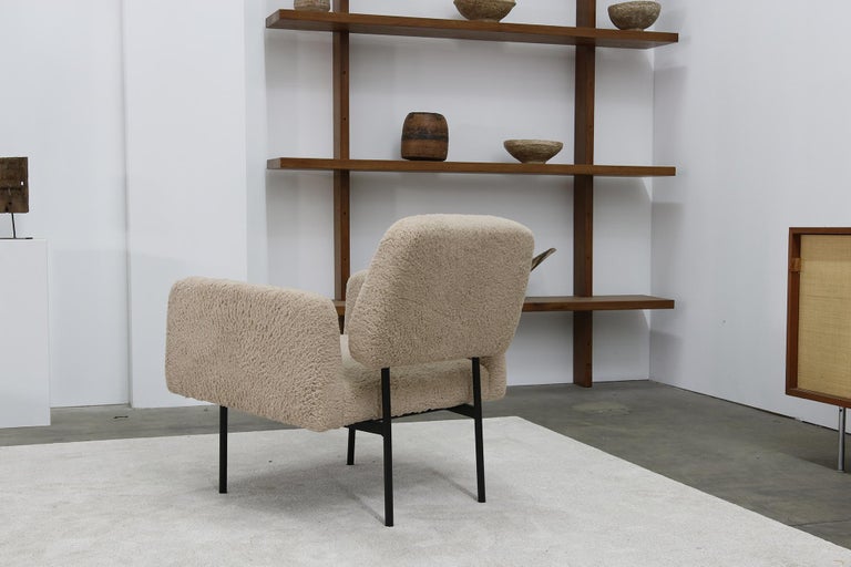 Modern Lounge Sofa + 2 Armchairs Nathan Lindberg Mod. 42/43 Teddy Fur Sheepskin For Sale 12
