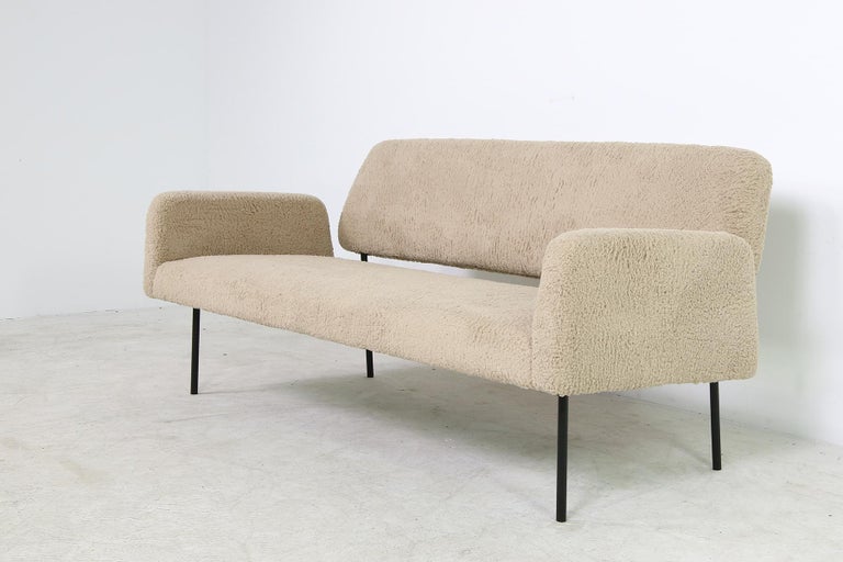 Beautiful modern lounge sofa and 2 matching lounge chairs, designed by Nathan Lindberg Mod. 42 & Mod. 43 small edition. Unique design, it's a contemporary chair, vintage and Mid-Century Modern looking, manufactured in the 'oldschool style' so no