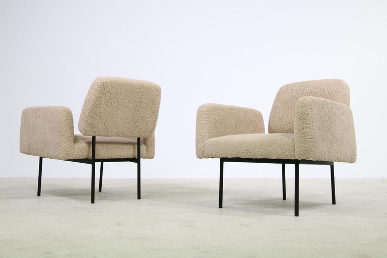 Contemporary Modern Lounge Sofa + 2 Armchairs Nathan Lindberg Mod. 42/43 Teddy Fur Sheepskin For Sale