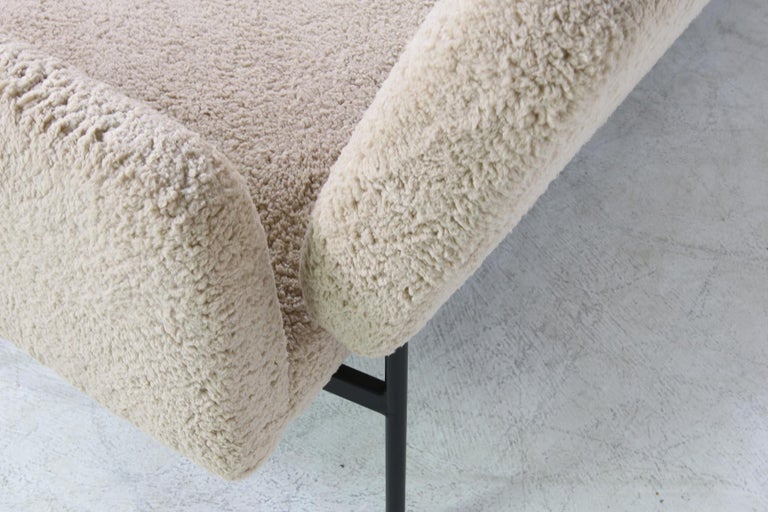 Modern Lounge Sofa Nathan Lindberg Mod. 43 Teddy Fur Sheepskin Minimalist For Sale 1