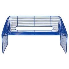 Modern Loveseat, Wire Lounge Chair in Wire by Bend Goods, Electric Blue