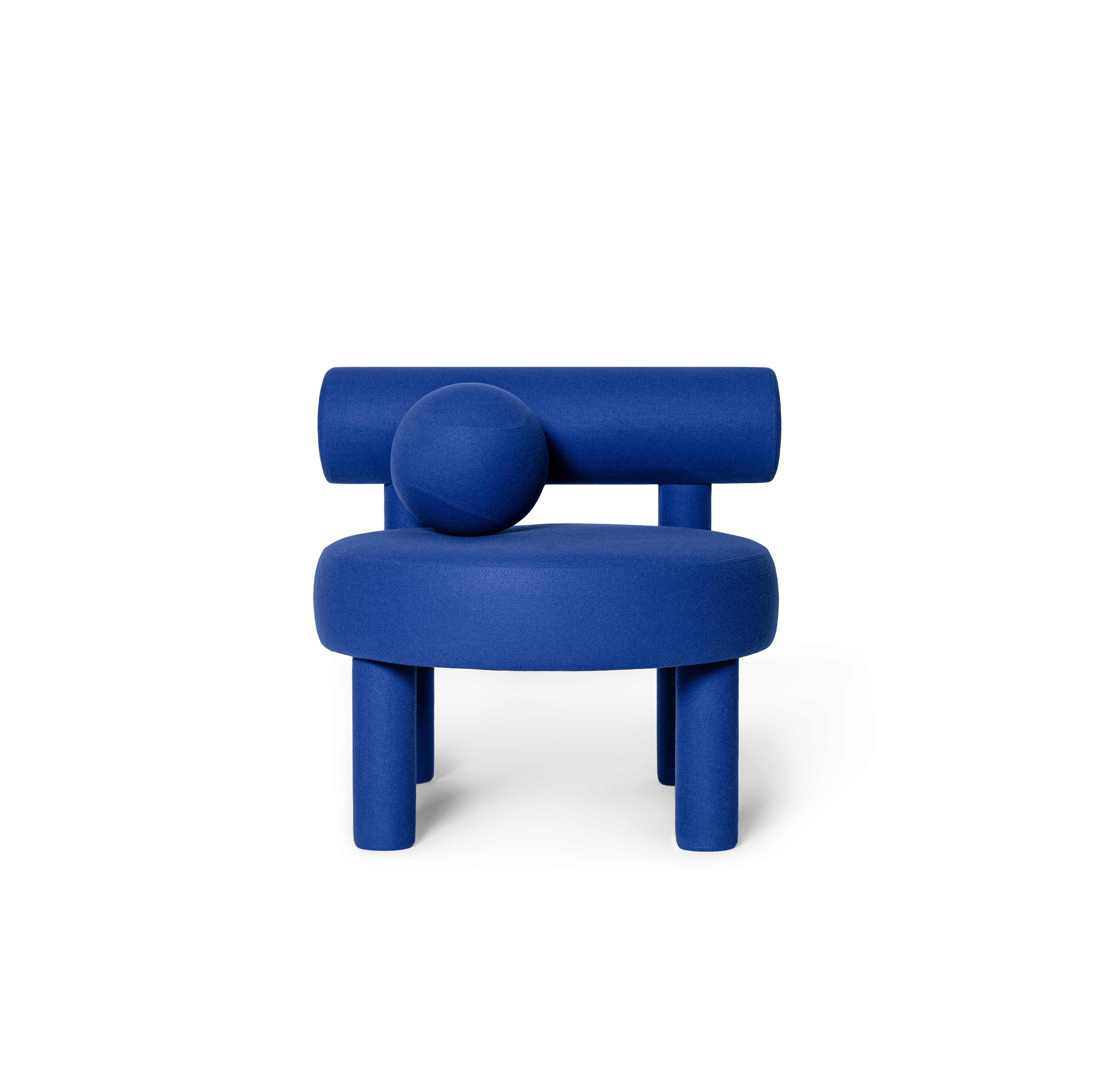 Organic Modern Contemporary Low Chair 'Gropius CS1' by NOOM, Blue For Sale