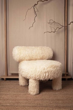 White Faux Fur Accent Low Chair — Gropius CS1 by NOOM
