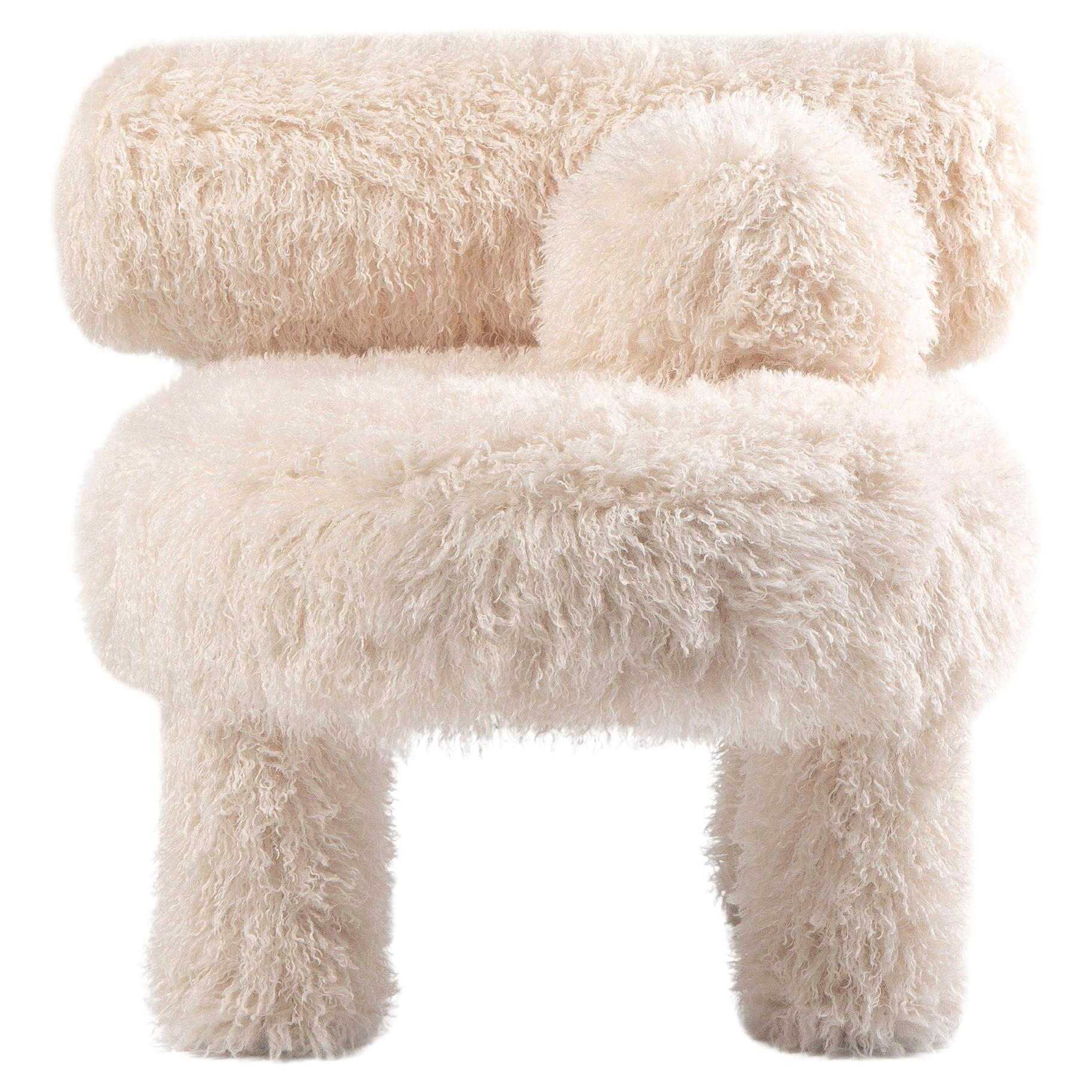 Modern Low Chair Gropius CS1 Fluffy Edition in premium Azur Faux Fur by NOOM