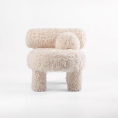Modern Low Chair Gropius CS1 Fluffy Edition with Ottoman in Faux Fur by NOOM