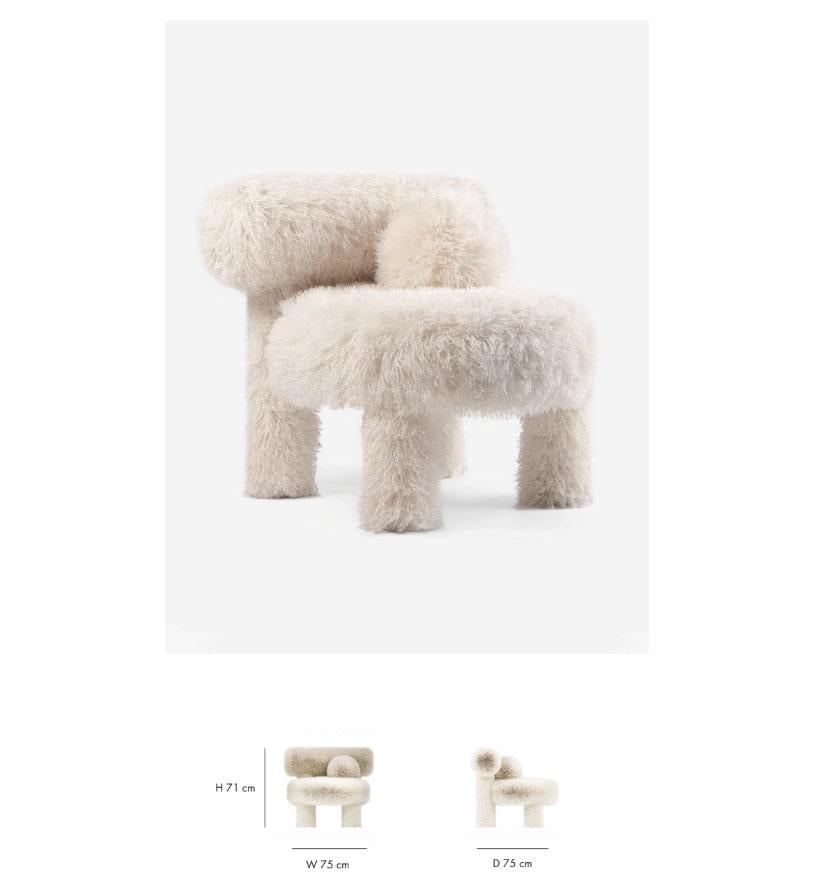 Contemporary Modern Low Chair Gropius CS1 Fluffy Edition with Ottoman in Faux Fur by NOOM For Sale