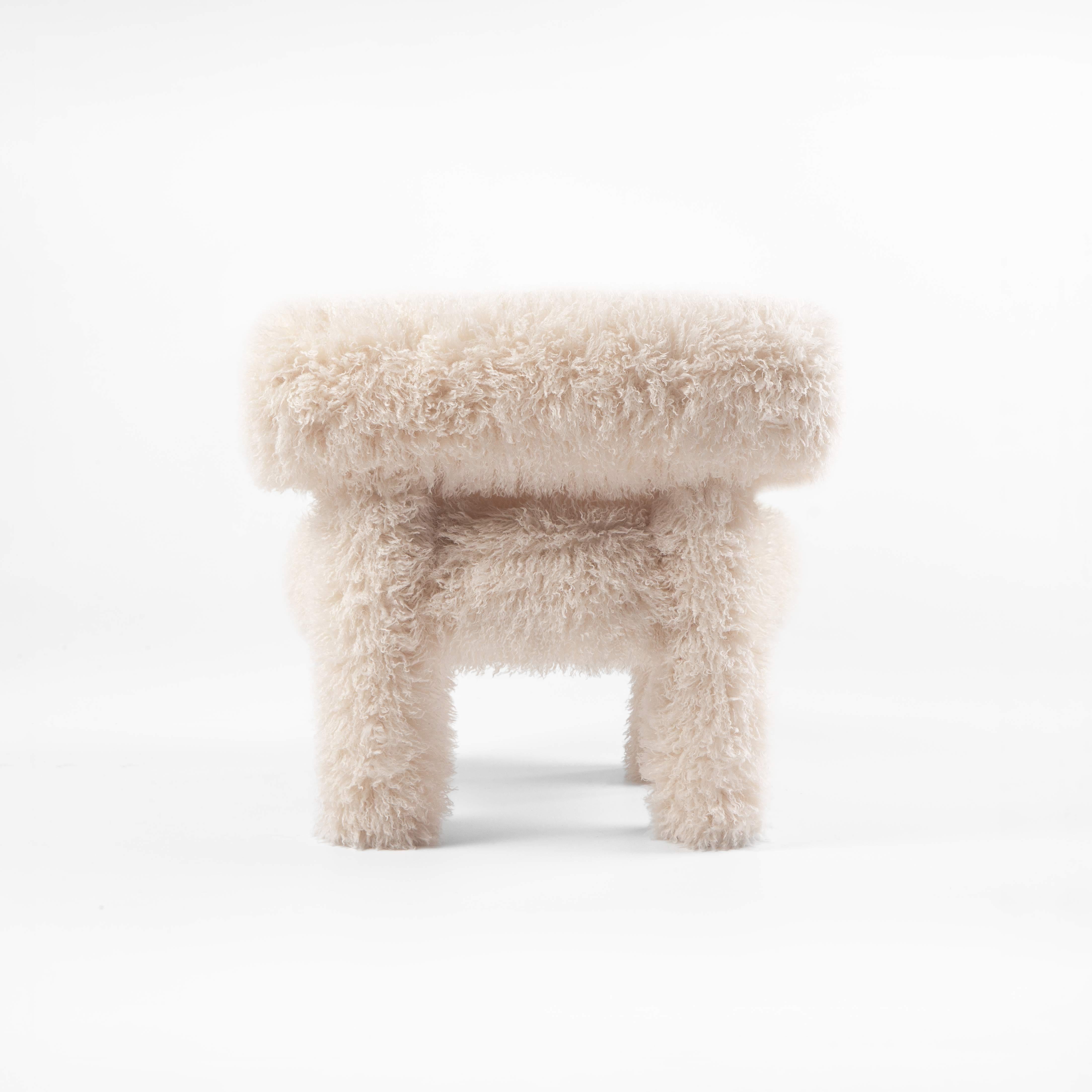 Modern Low Chair Gropius CS1 Fluffy Edition with Ottoman in Faux Fur by NOOM For Sale 1