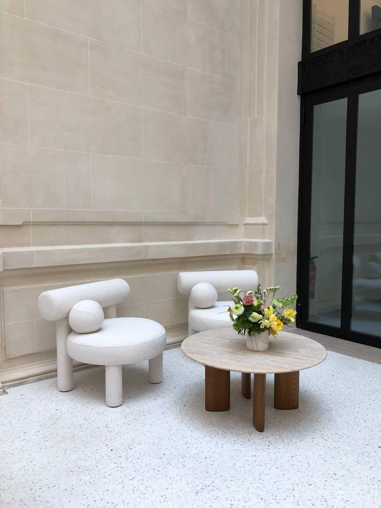Silla baja moderna Gropius CS1 en tejido Barnum Boucle Blanco by NOOM en venta 4
