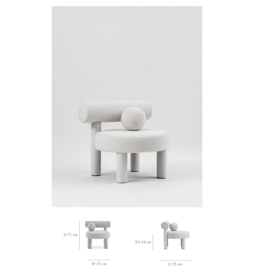 Modern Low Chair Gropius CS1 with Ottoman in Faux Sheepskin by NOOM In New Condition For Sale In Paris, FR