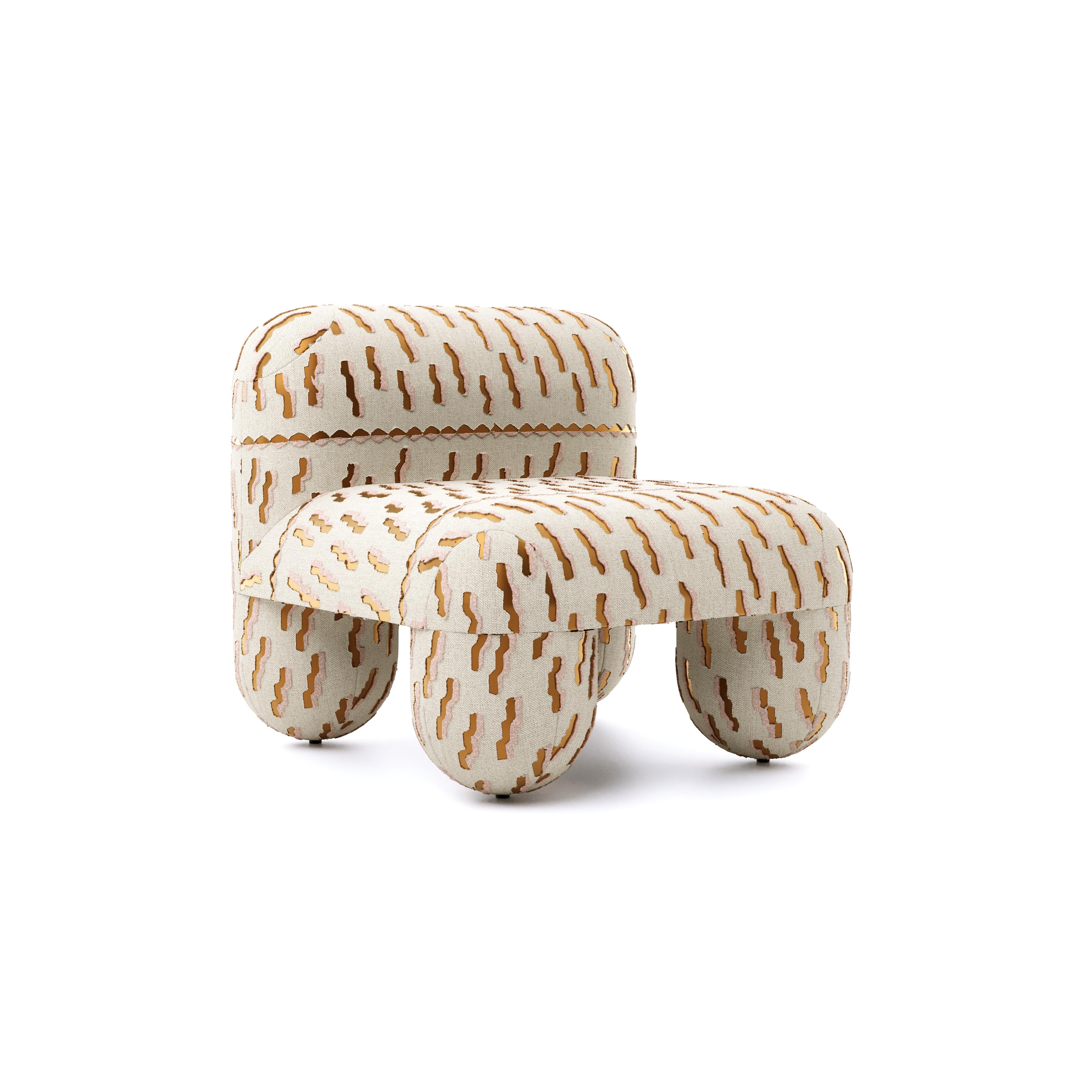 Ukrainian Modern Low Chair Hello in Dedar Tiger Beat brown jacquard velvet by Noom For Sale
