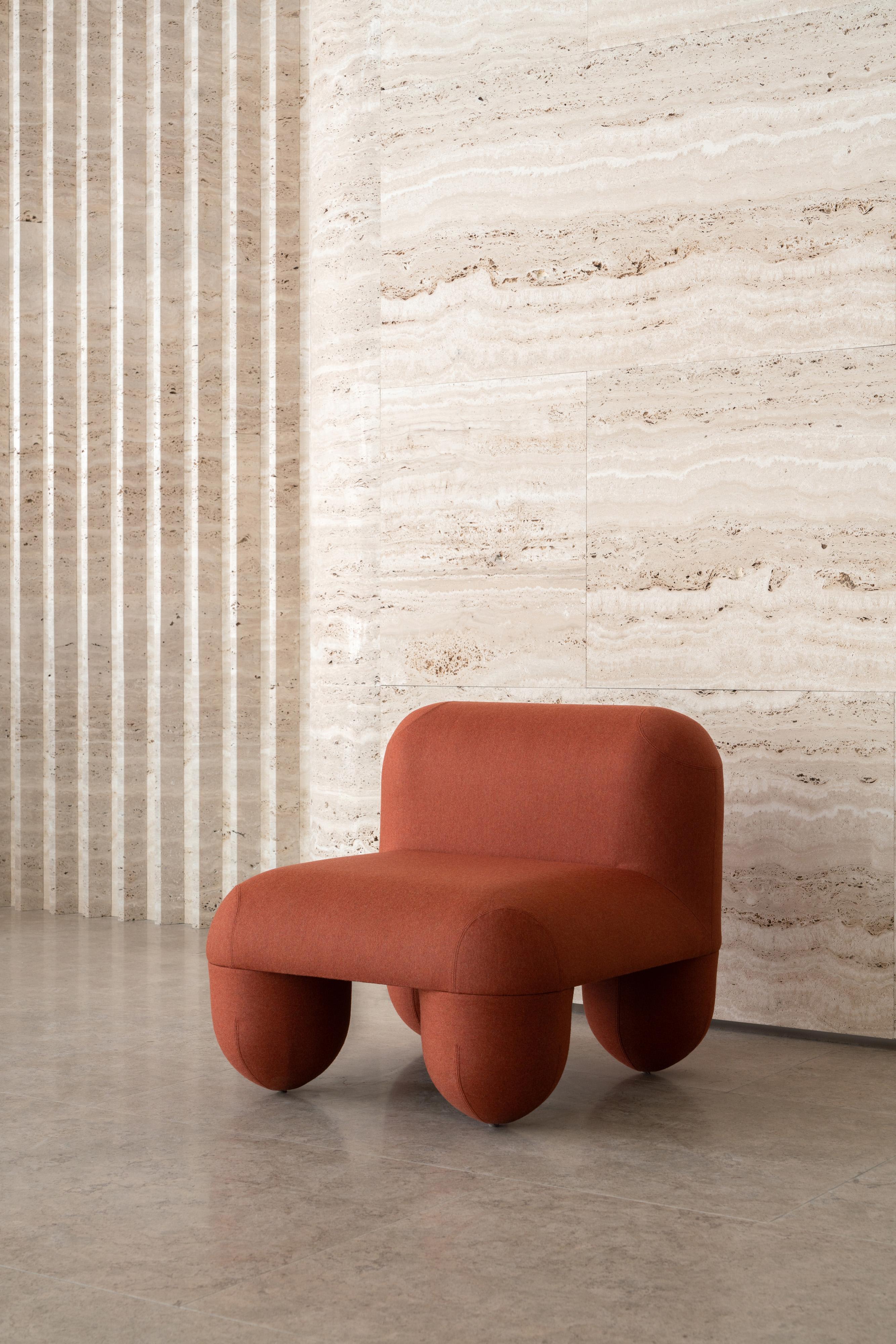 Modern Low Chair Hello in Dedar Tiger Beat brown jacquard velvet by Noom For Sale 3