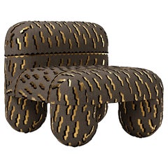 Silla baja moderna Hello de terciopelo jacquard marrón Dedar Tiger Beat by Noom