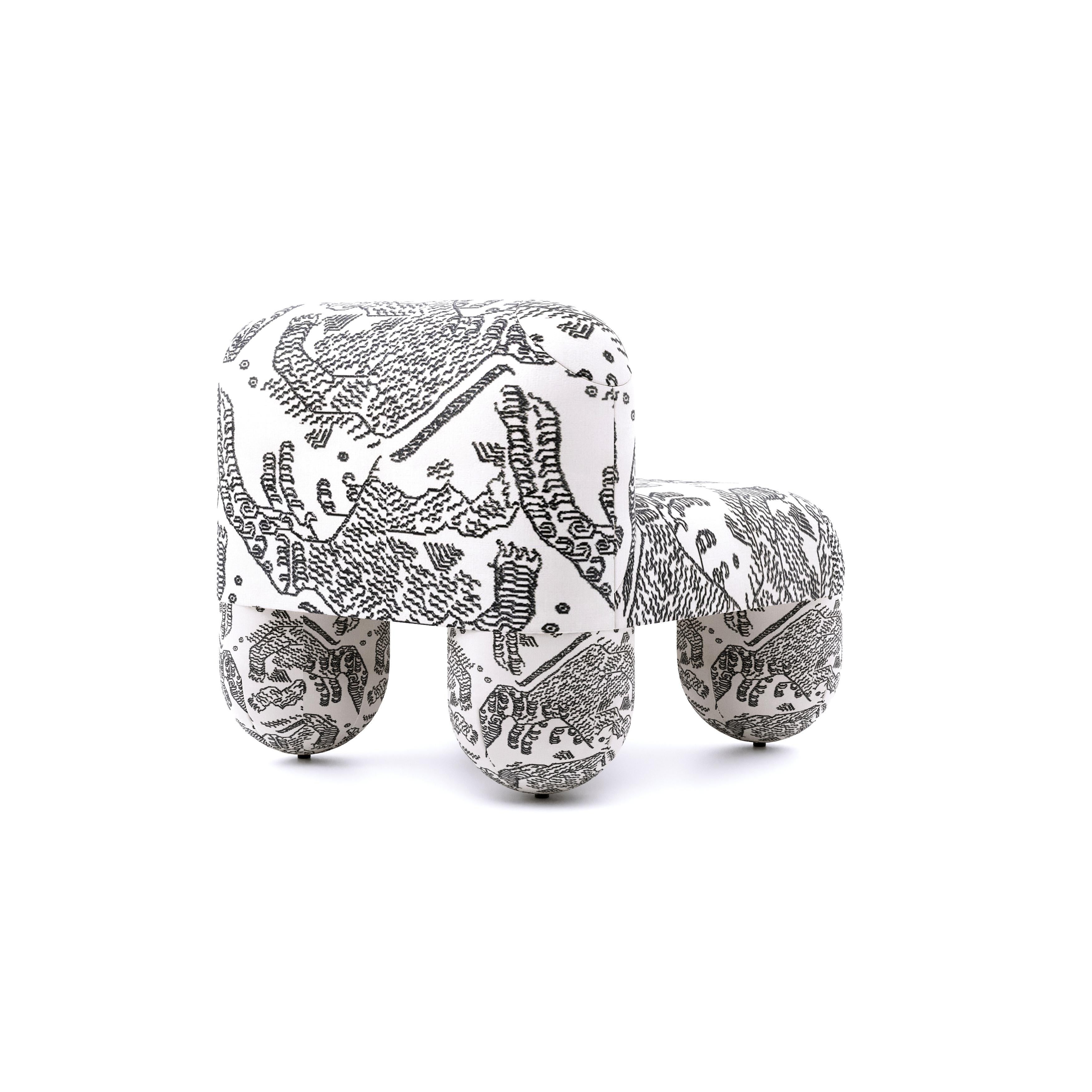Moderner niedriger moderner Stuhl Hello aus dunkelgrünem Jacquard aus Dedar Tiger Mountain von Noom im Zustand „Neu“ im Angebot in Paris, FR