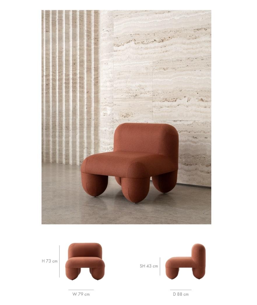 Sheepskin Hello Lounge Chair–Sculptural Contemporary design Seating in Dedar Tiger by NOOM For Sale