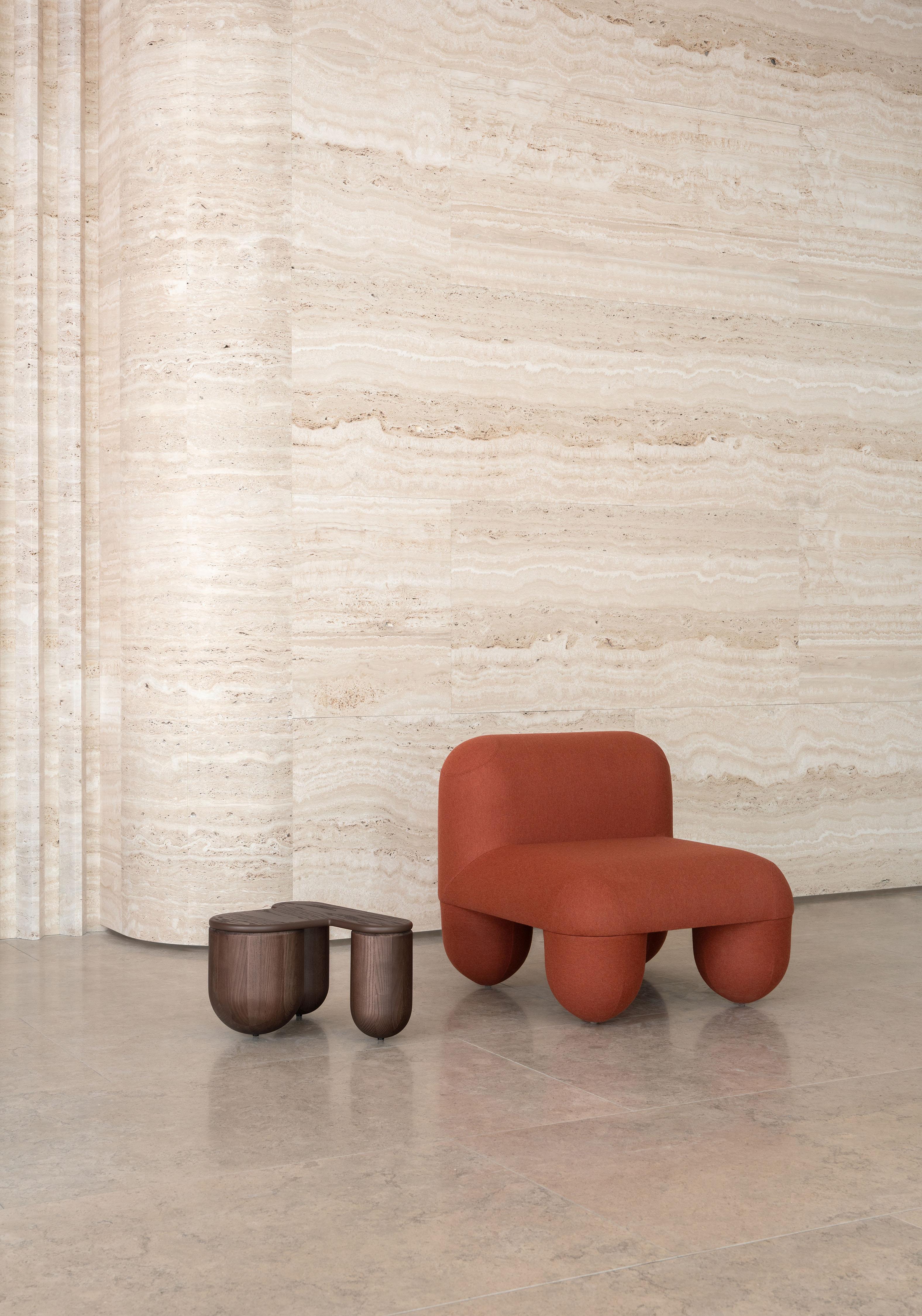 Chaise basse moderne Hello en velours jacquard fauve Dedar Tiger Mountain de Noom en vente 9