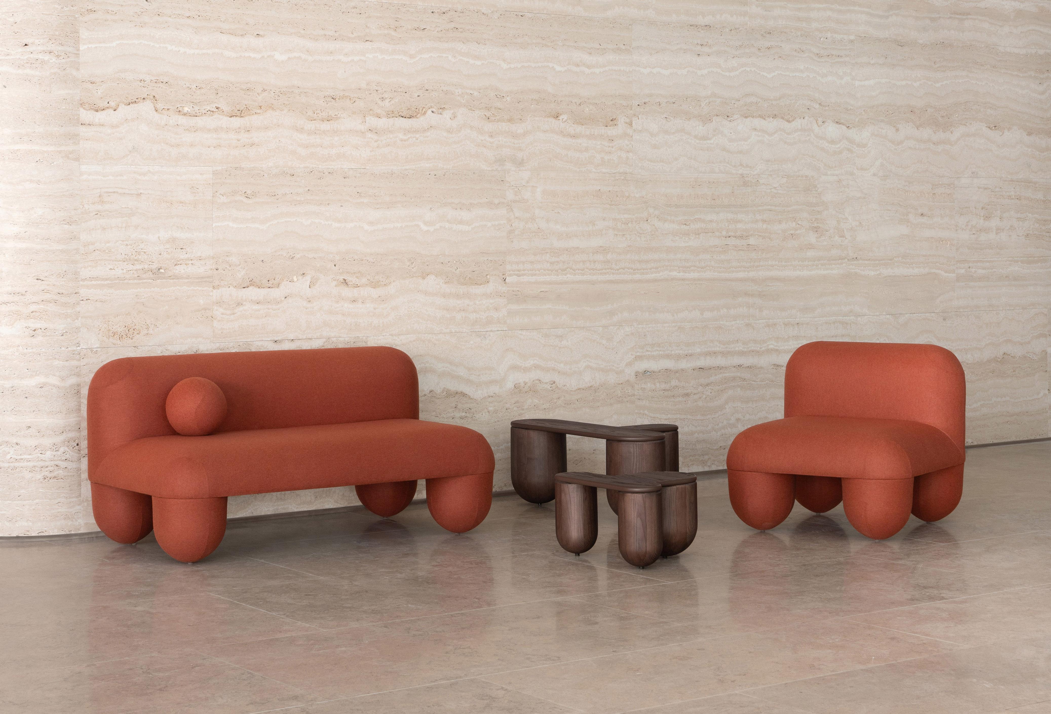 Chaise basse moderne Hello en velours jacquard fauve Dedar Tiger Mountain de Noom en vente 10