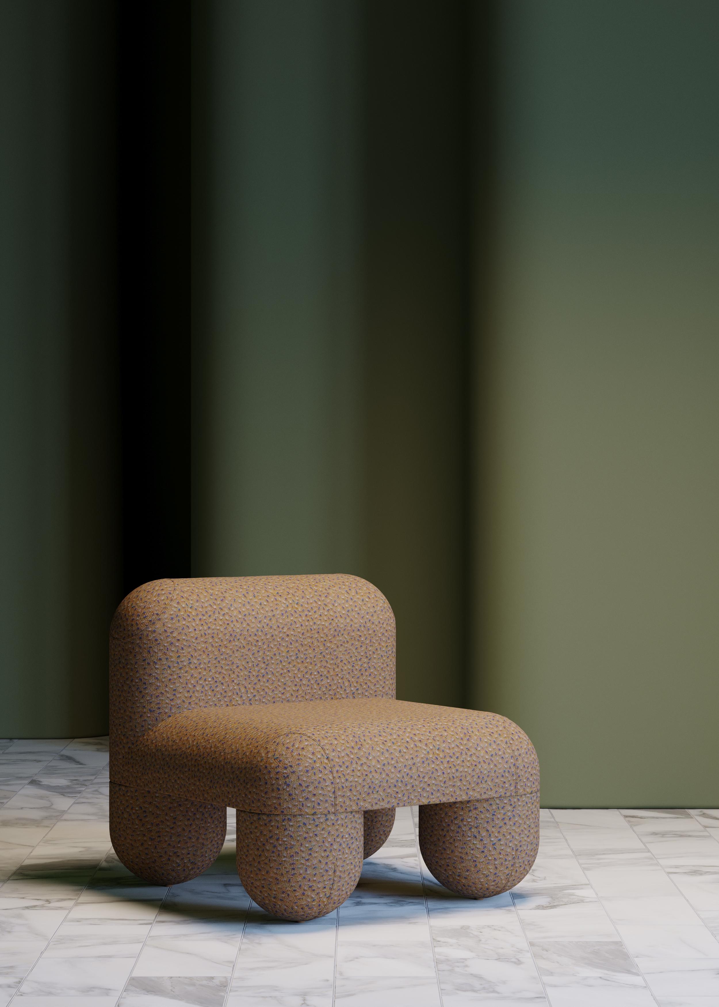 Chaise basse moderne Hello en velours jacquard fauve Dedar Tiger Mountain de Noom en vente 5