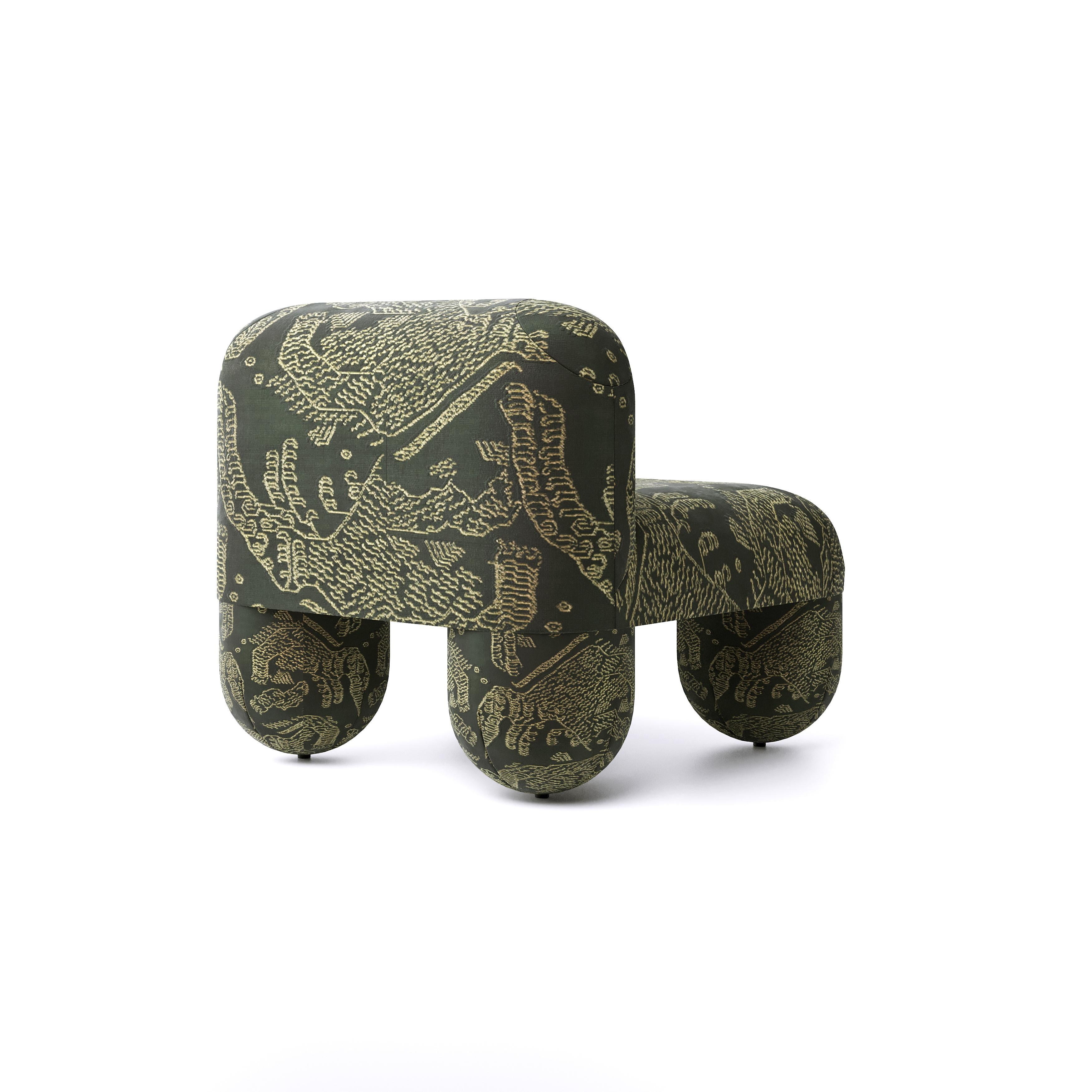 Ukrainien Chaise basse moderne Hello in Dedar Tiger Mountain en velours jacquard graphite de Noom en vente