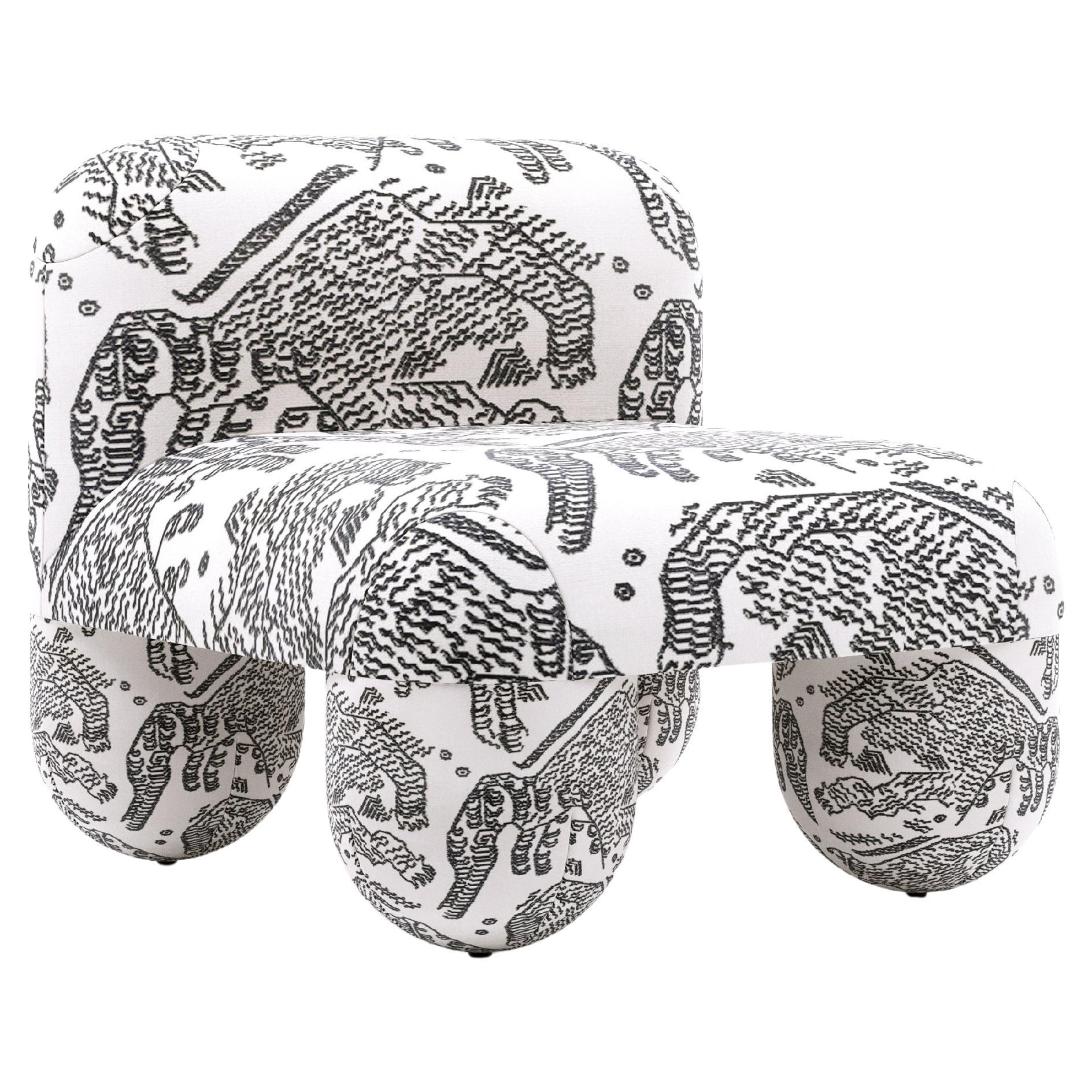 Modern Low Chair Hello in Dedar Tiger Mountain graphite jacquard velvet by Noom