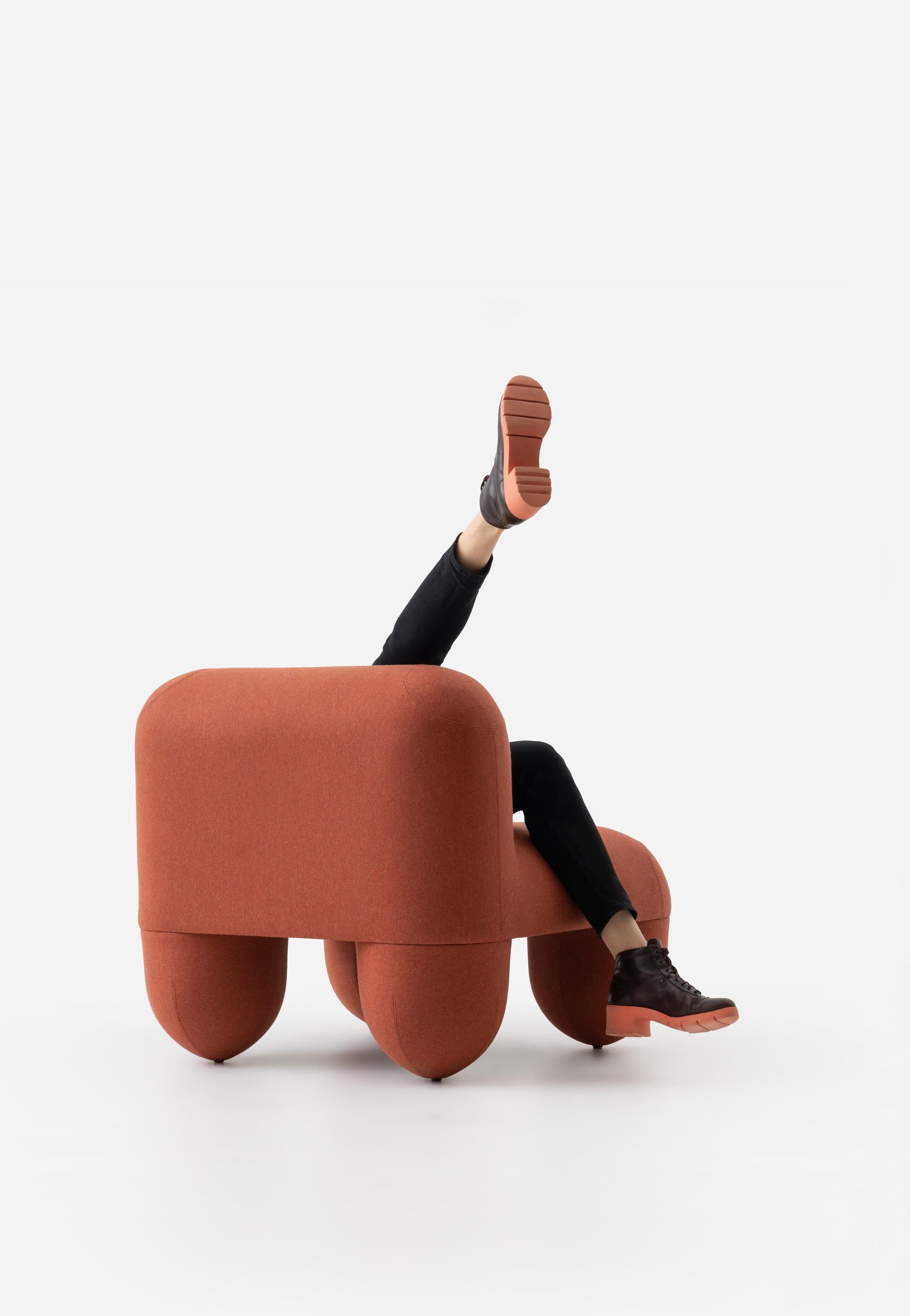 Modern Low Chair Hello in Wool Fabric by NOOM For Sale 6