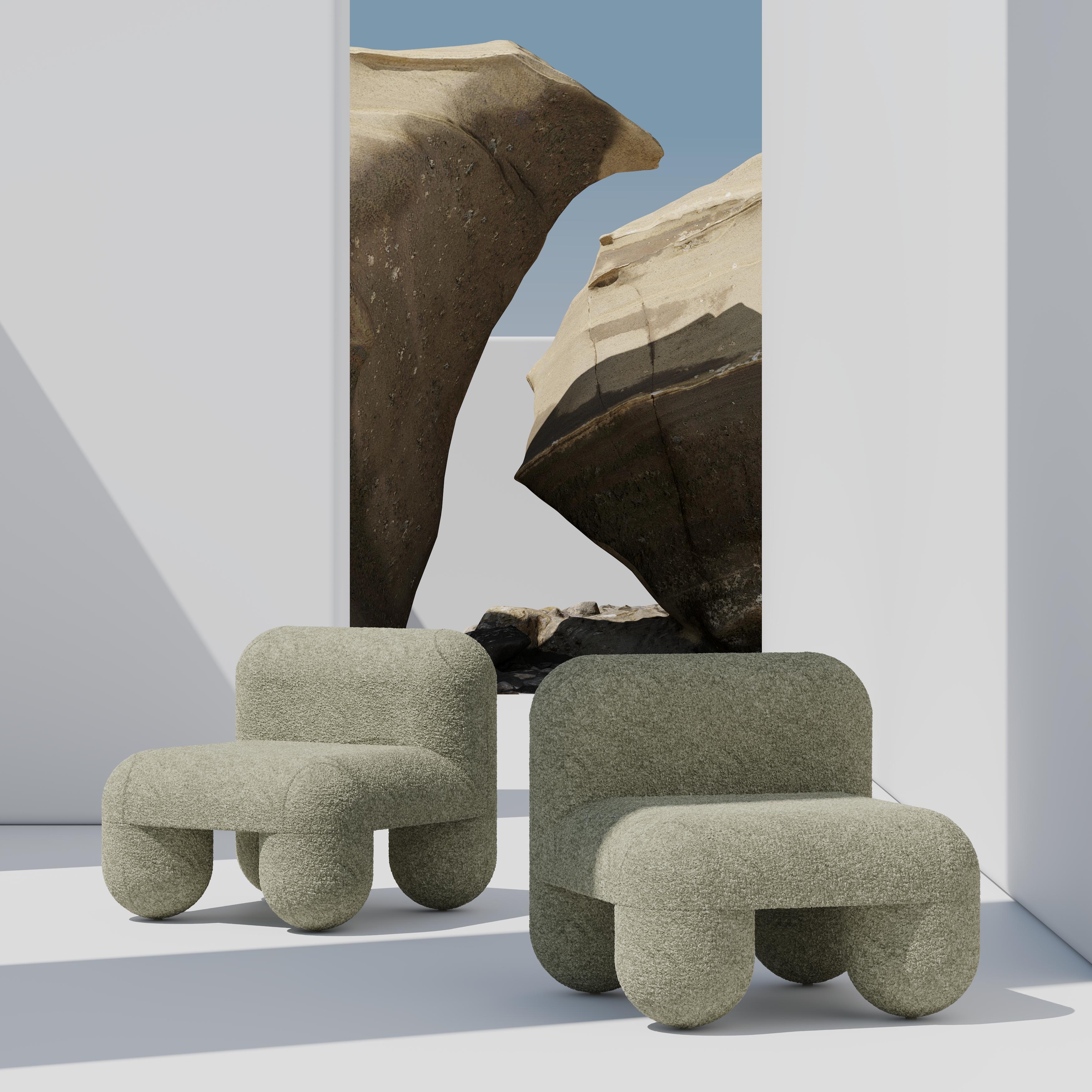 Modern Low Chair Hello in Wool Fabric by NOOM For Sale 4