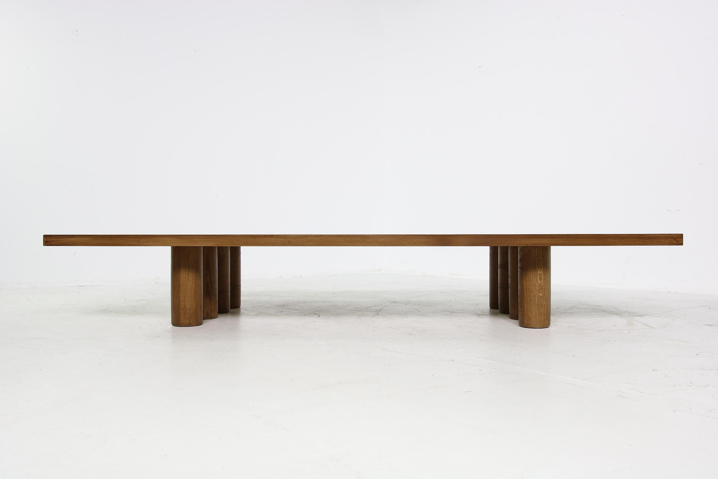 Modern Low Pedestal Coffee Table Solid Oak, Nathan Lindberg, Bench or Daybed For Sale 8
