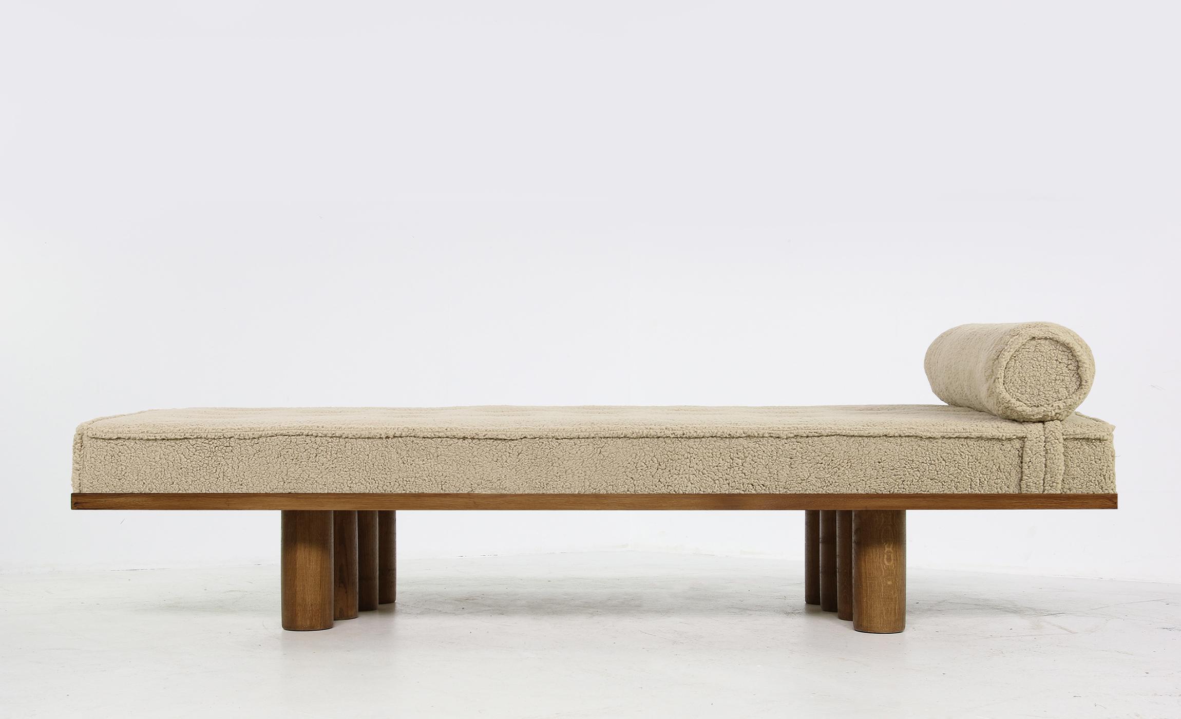 Modern Low Pedestal Coffee Table Solid Oak, Nathan Lindberg, Bench or Daybed For Sale 9