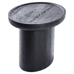 Modern Low Oval Findley Side Table in Ebony on Oak Finish by Martin & Brockett