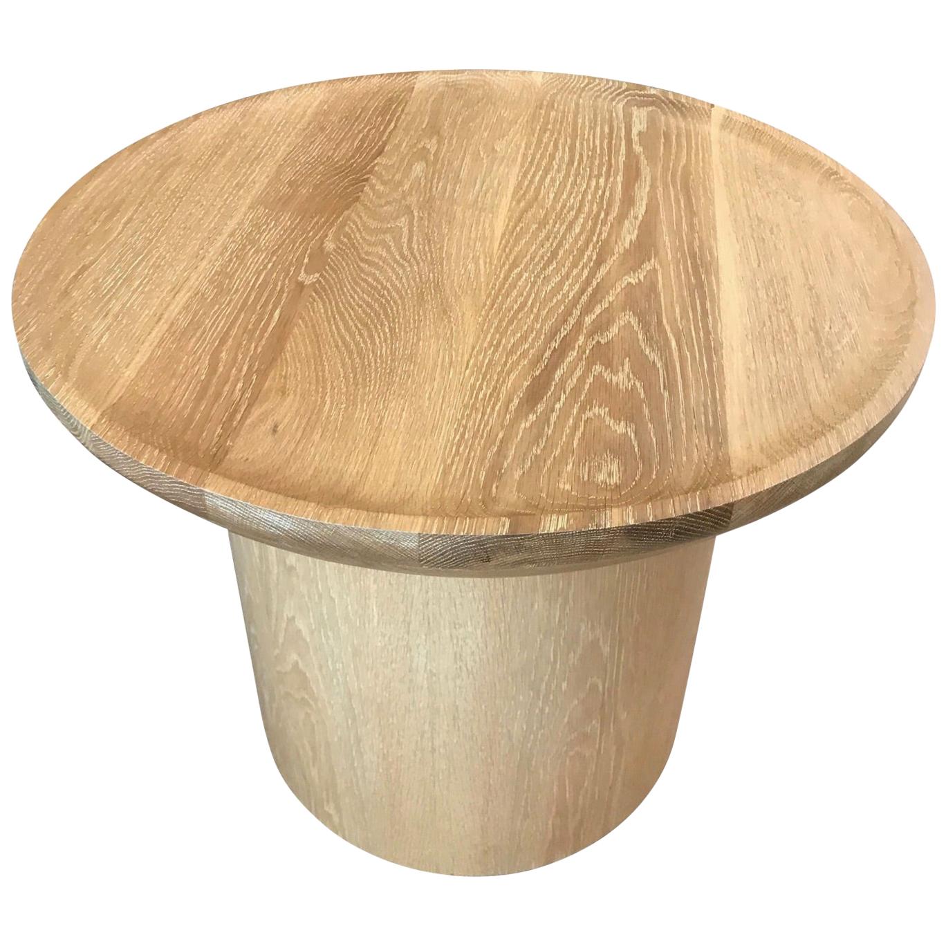 Modern Low Round Pedestal Findley Side Table in Oak by Martin and Brockett For Sale