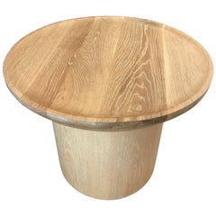 Modern Low Round Pedestal Side Table in Cerused Oak by Martin and Brockett