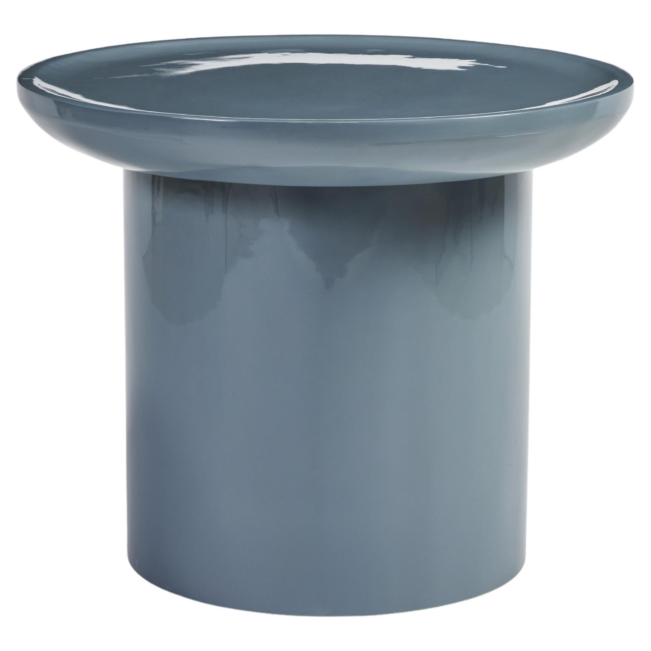 Modern Low Round Side Table in Blue High Gloss Lacquer by Martin and