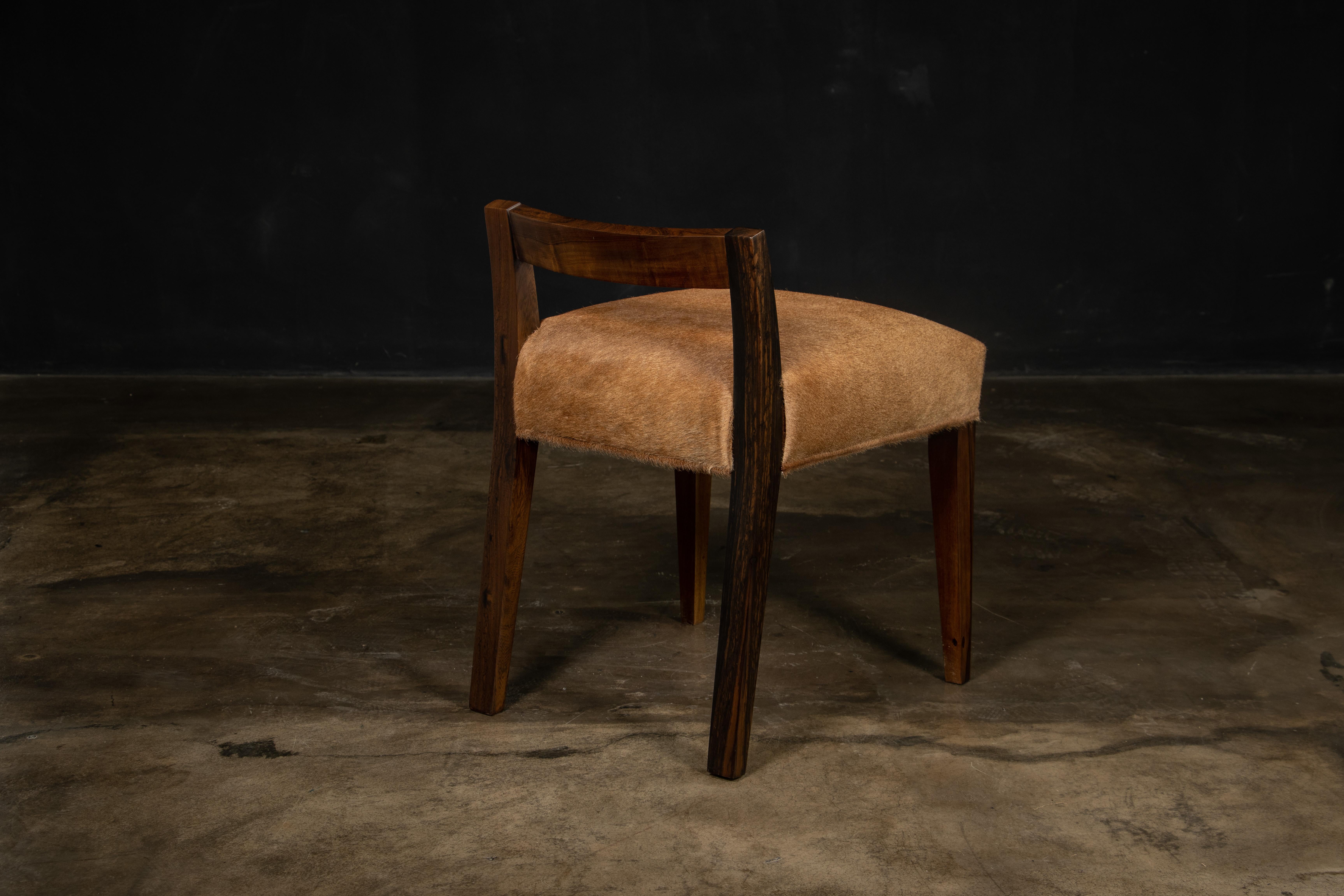 Argentine Modern Low Side Chair in Exotic Wood & Hair Hide from Costantini, Umberto  For Sale
