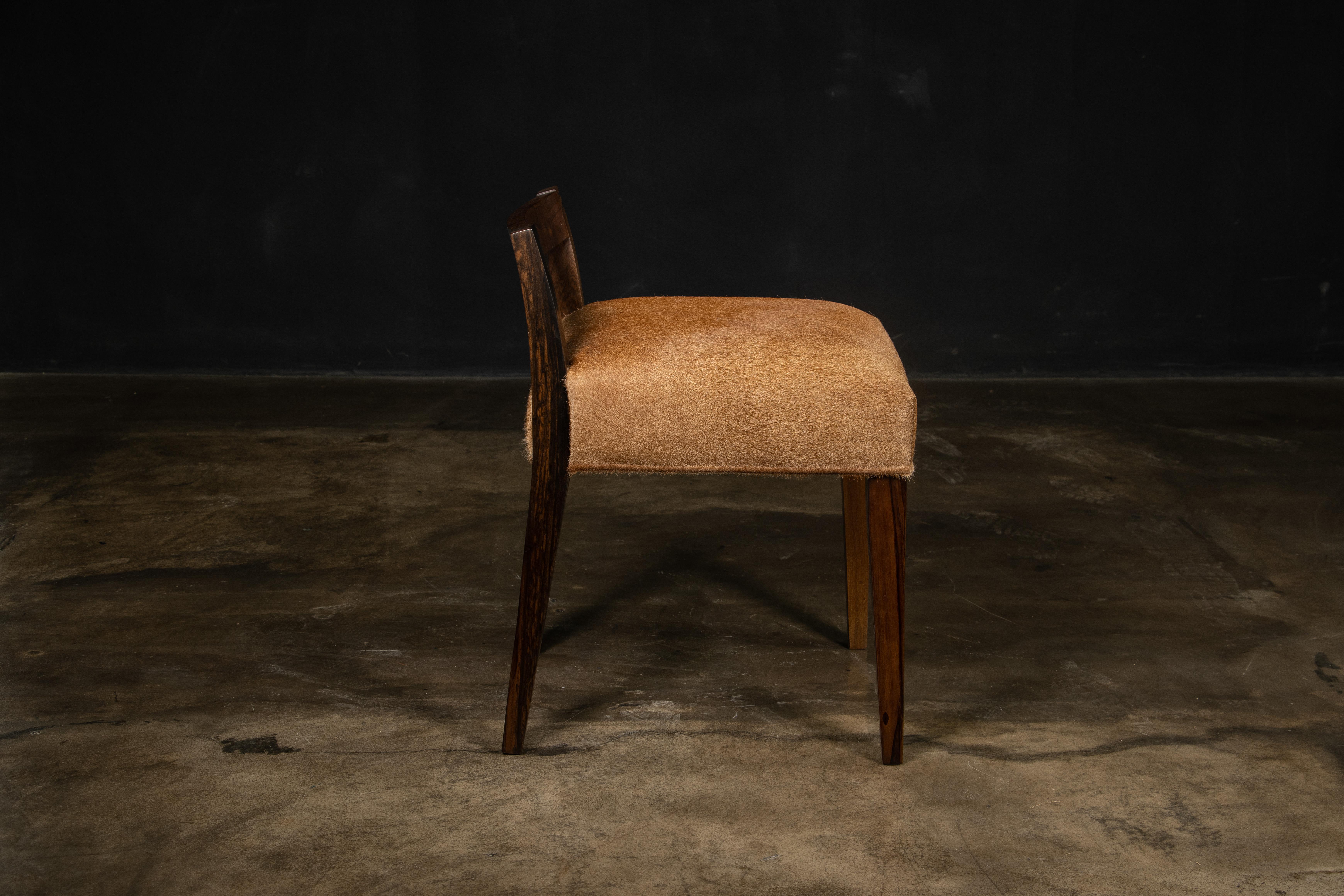 Modern Low Side Chair in Exotic Wood & Hair Hide from Costantini, Umberto  In New Condition For Sale In New York, NY