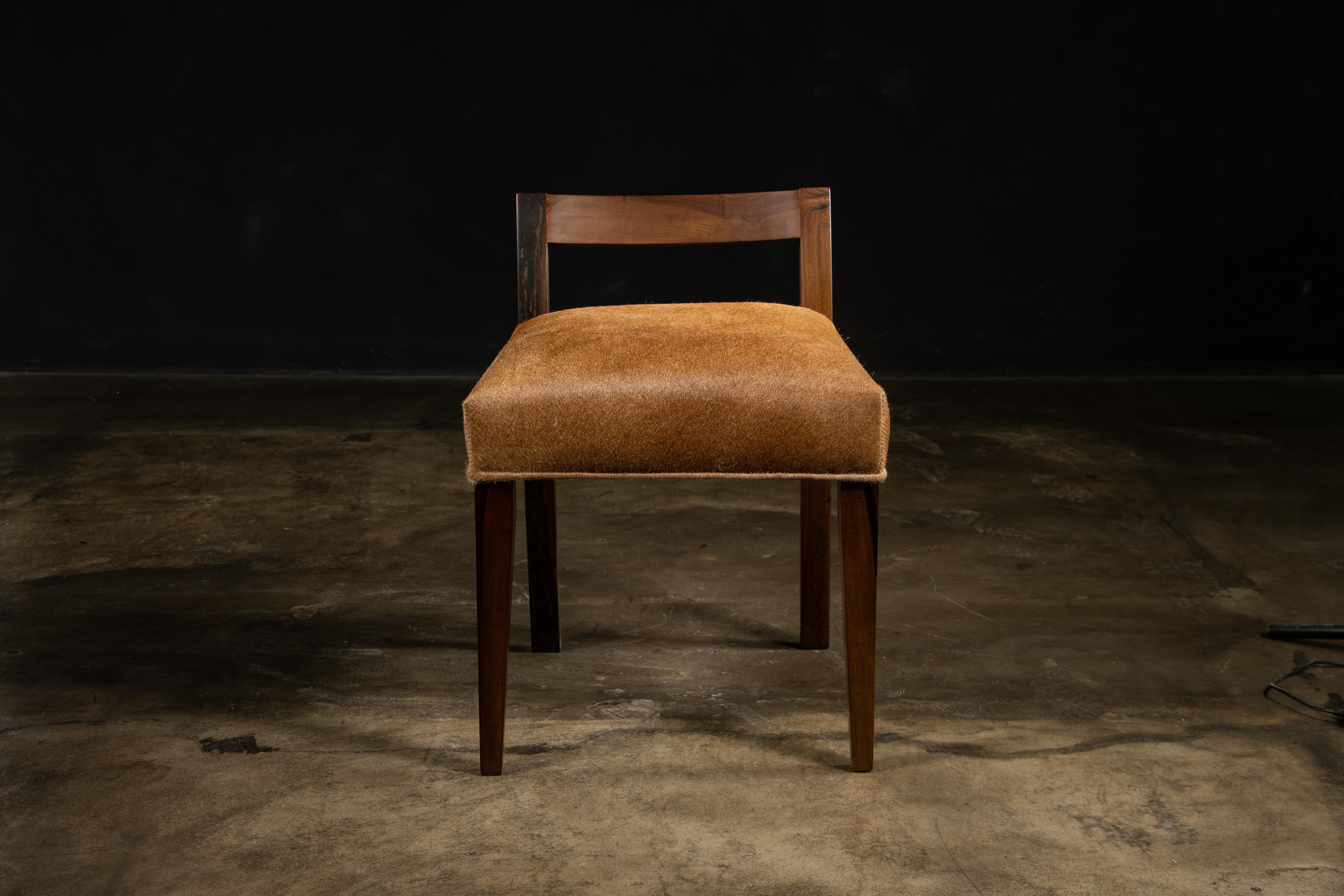 Contemporary Modern Low Side Chair in Exotic Wood & Hair Hide from Costantini, Umberto  For Sale