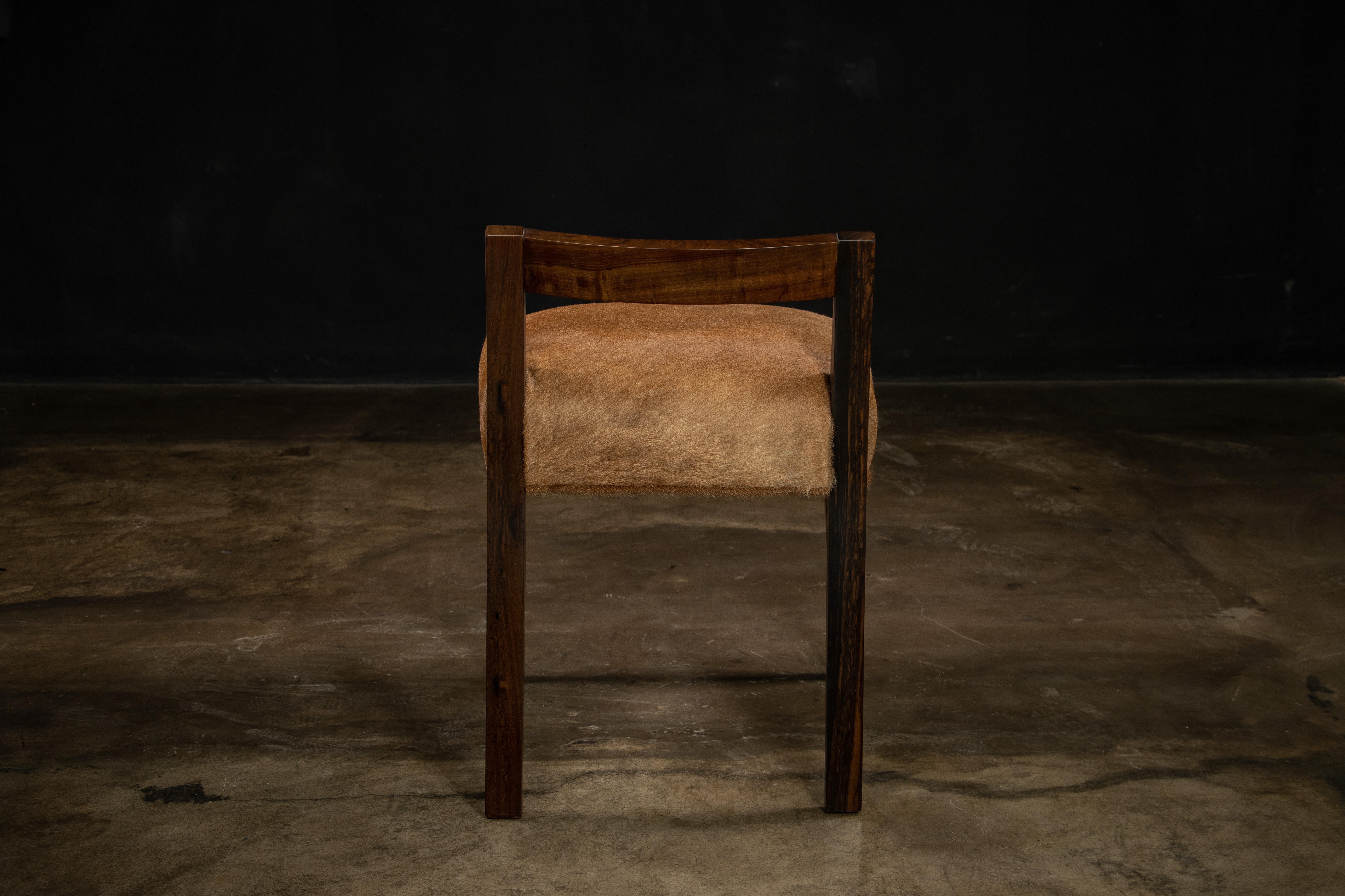 Leather Modern Low Side Chair in Exotic Wood & Hair Hide from Costantini, Umberto  For Sale