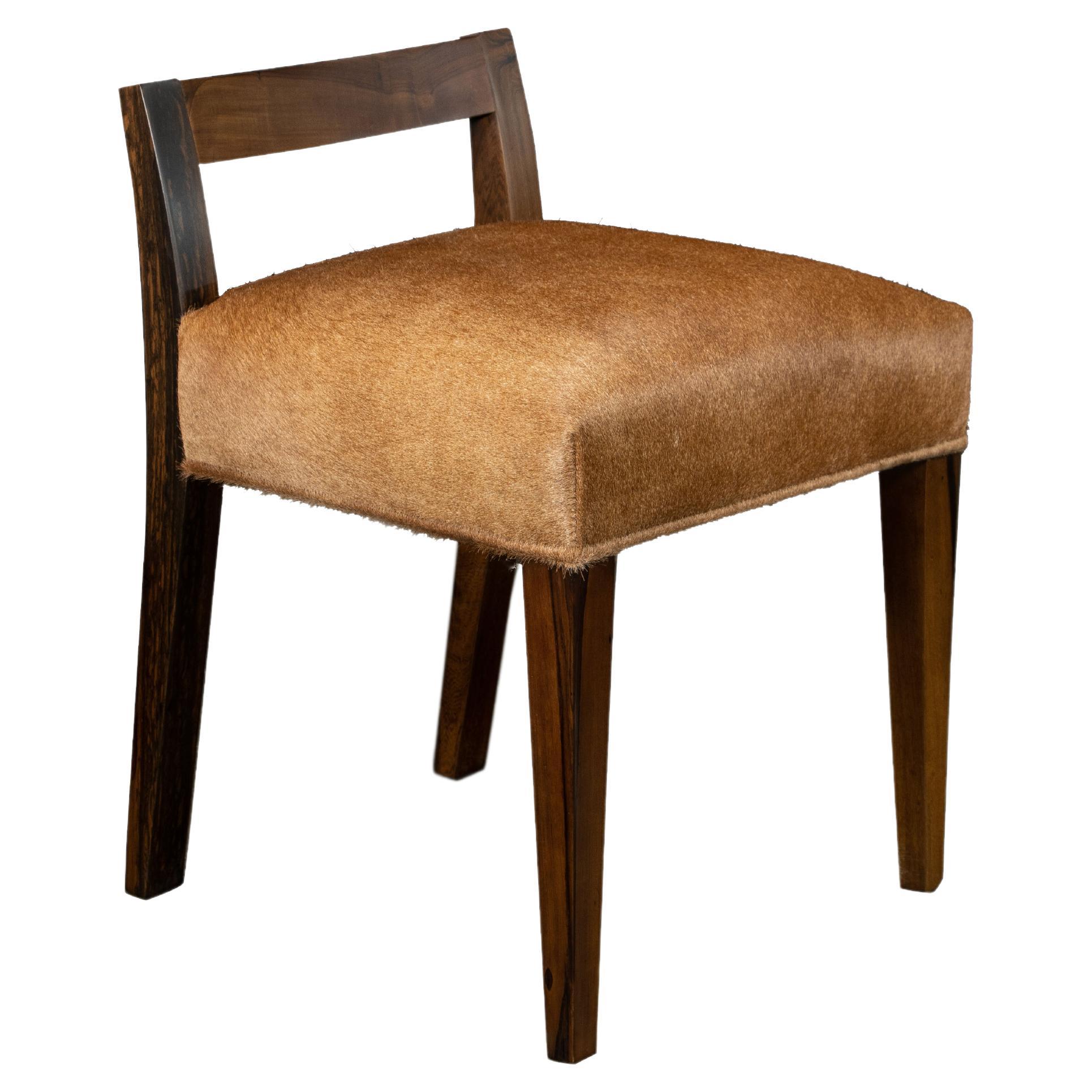 Modern Low Side Chair in Exotic Wood & Hair Hide from Costantini, Umberto 