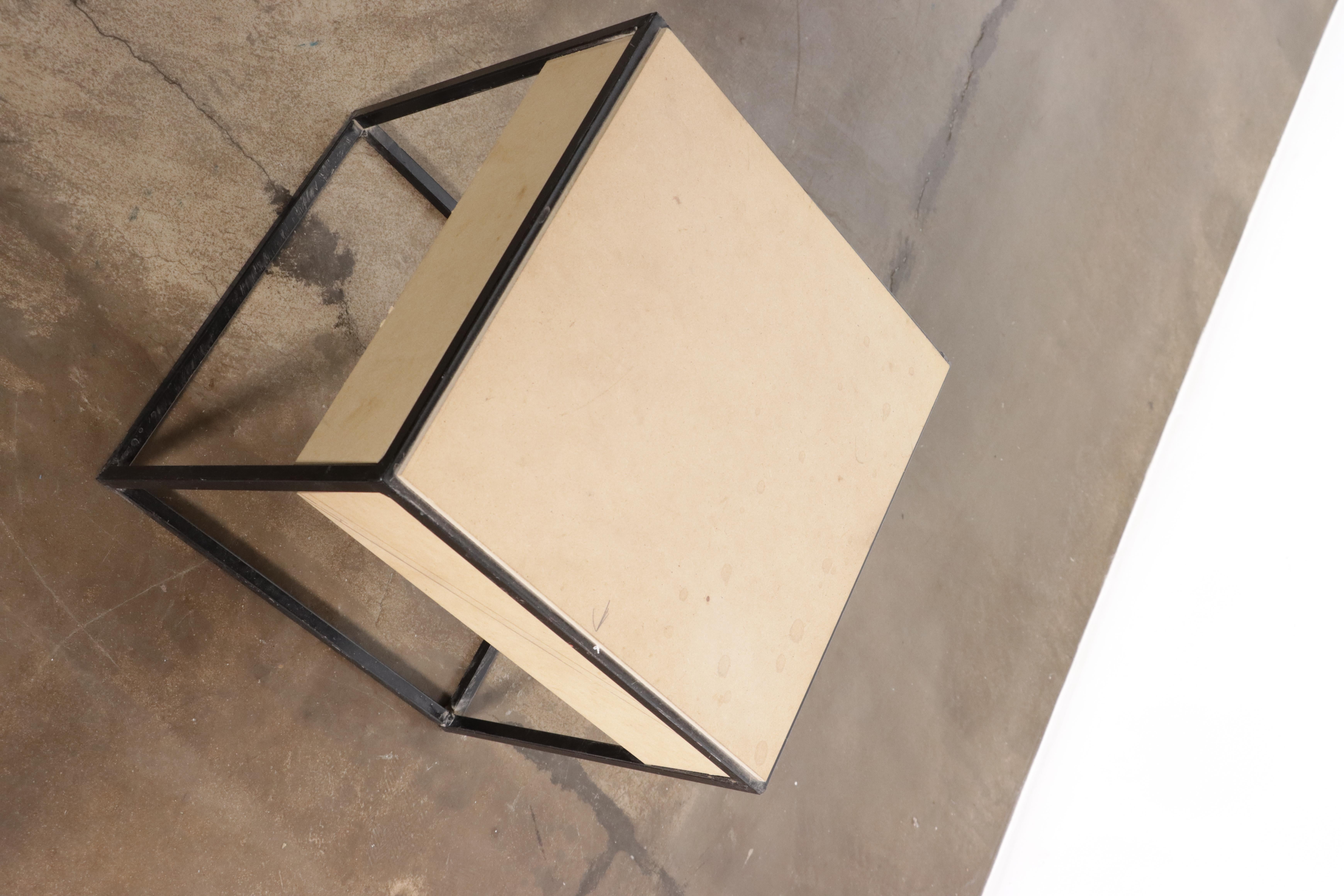 Argentine Modern Low Side Table in Metal and Goatskin by Costantini, Marcello 'In Stock'