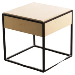 Modern Low Side Table in Metal and Goatskin by Costantini, Marcello 'In Stock'