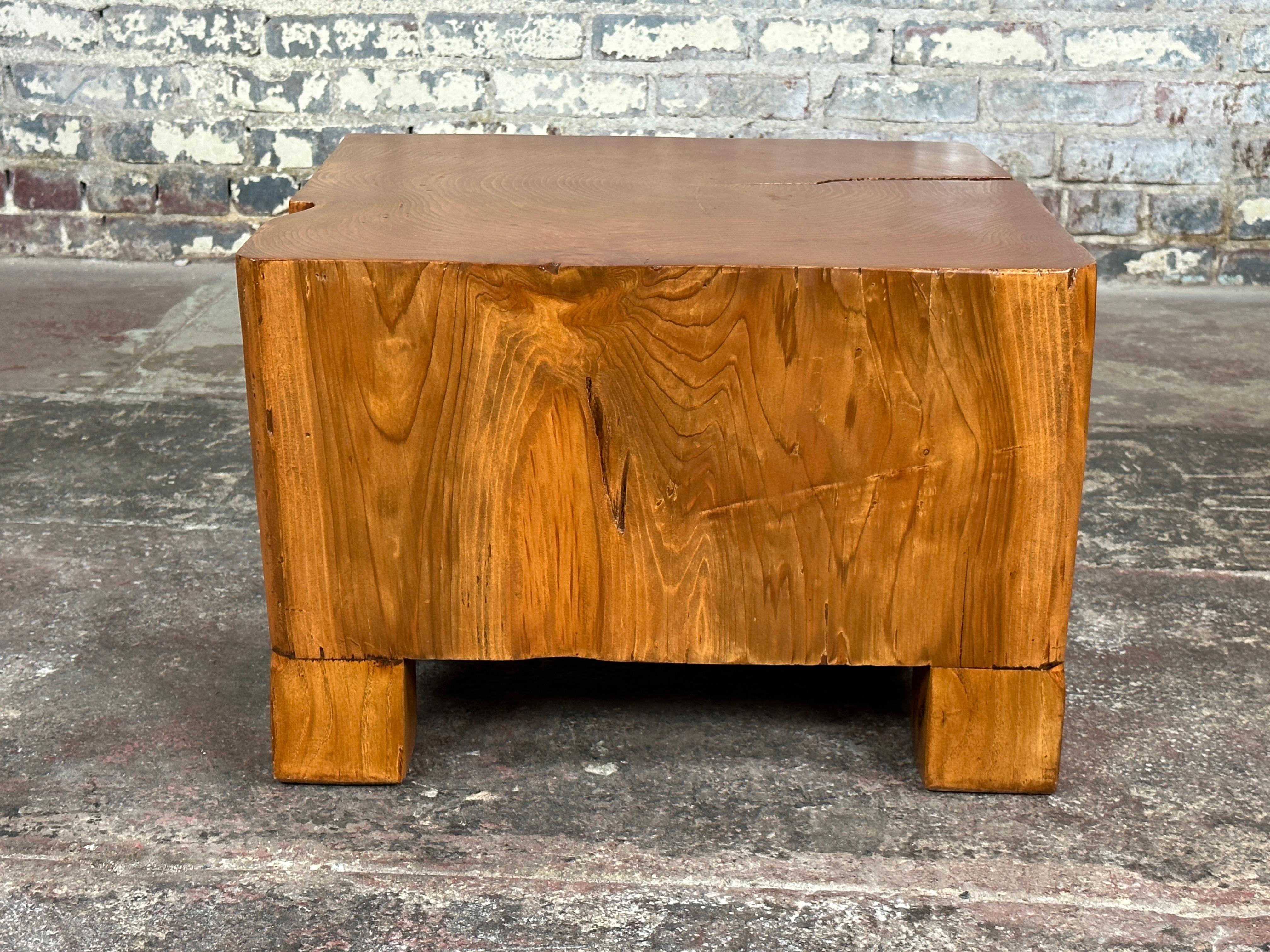 American Rough Low Square Chestnut Pedestal For Sale