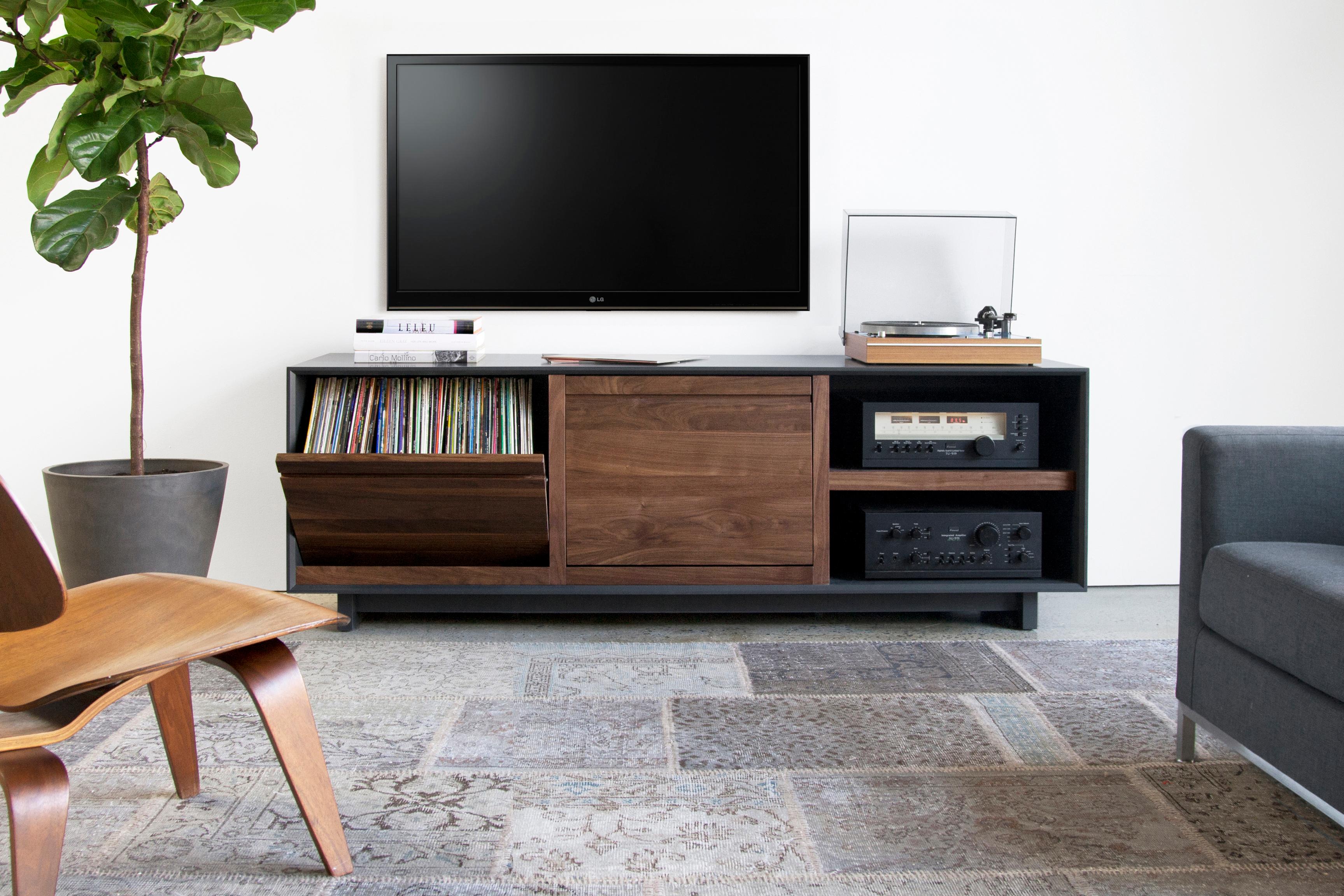 American Modern LP Media Console Entertainment Cabinet For Sale