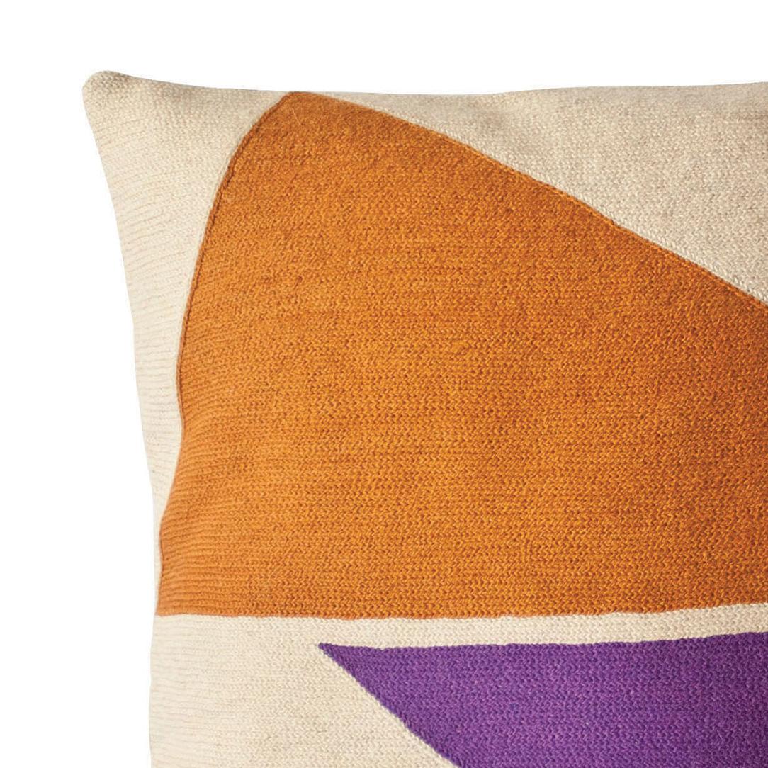 Indian Modern Lucent Reflection Hand Embroidered Geometric Throw Pillow Cover