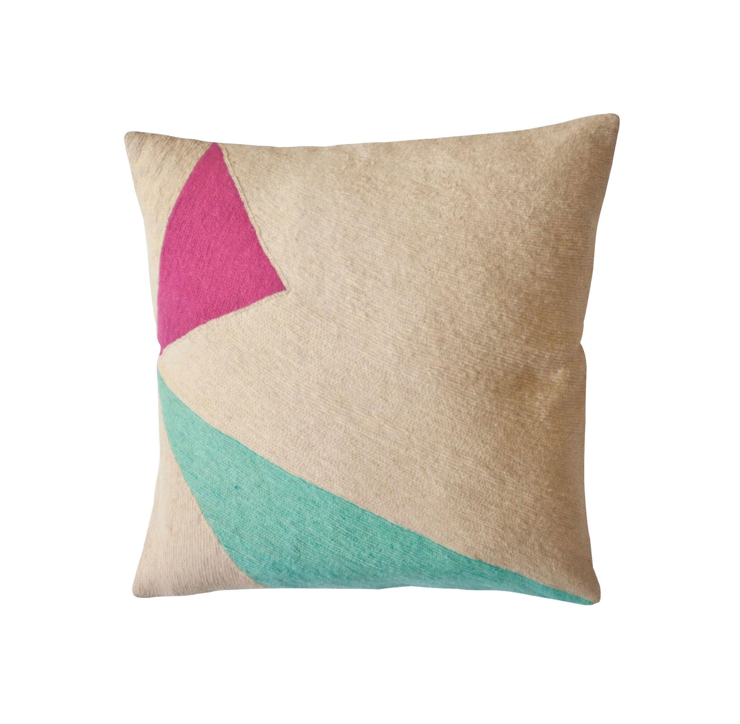 Modern Lucent Shadow Hand Embroidered Geometric Throw Pillow Cover