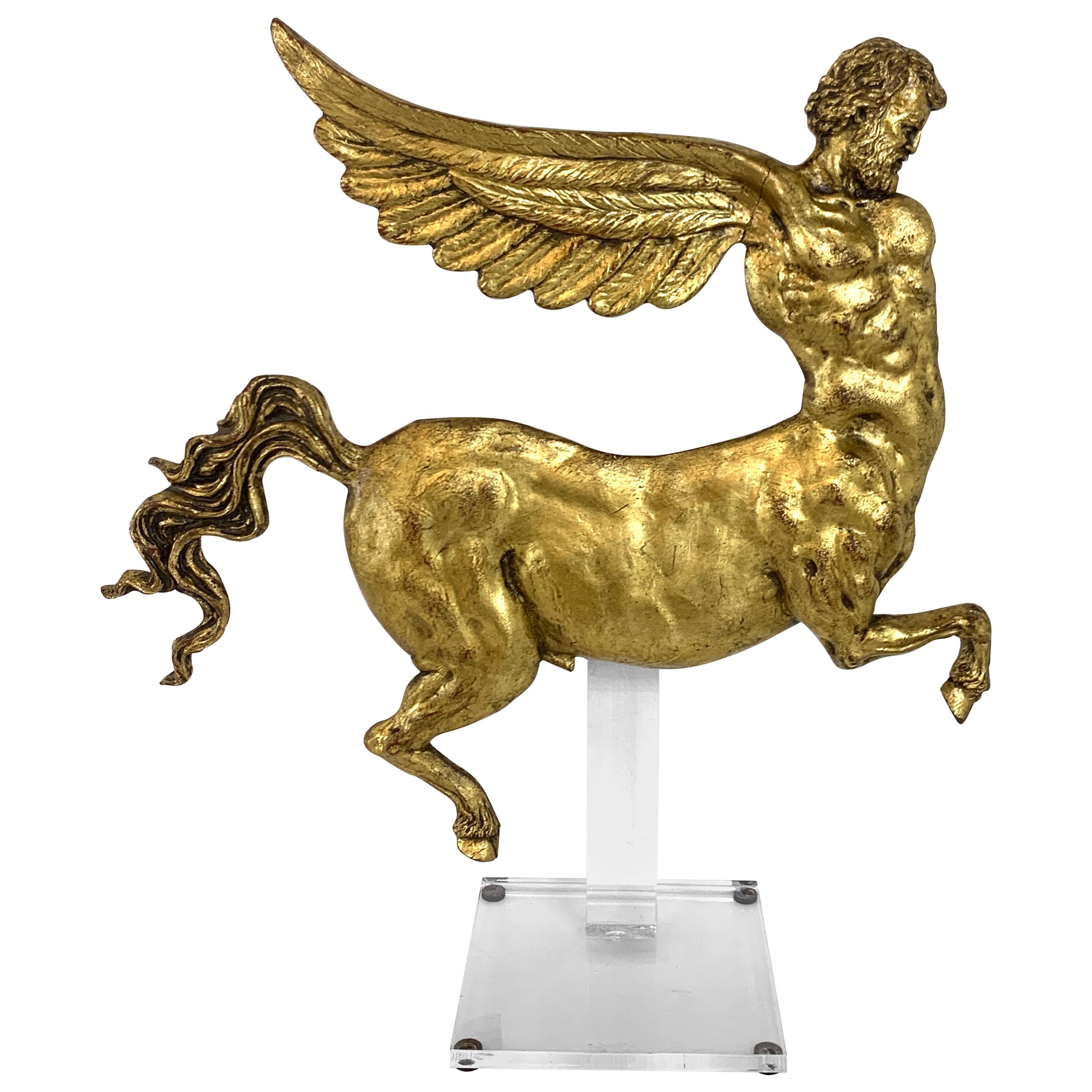 Modern Lucite and Gilt Lacquer Figure of a Centaur For Sale