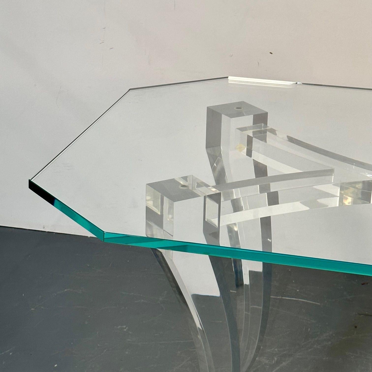 Moderner Ess-/Keramiktisch aus Lucite und Glas, amerikanischer Designer, 2000er Jahre im Angebot 5