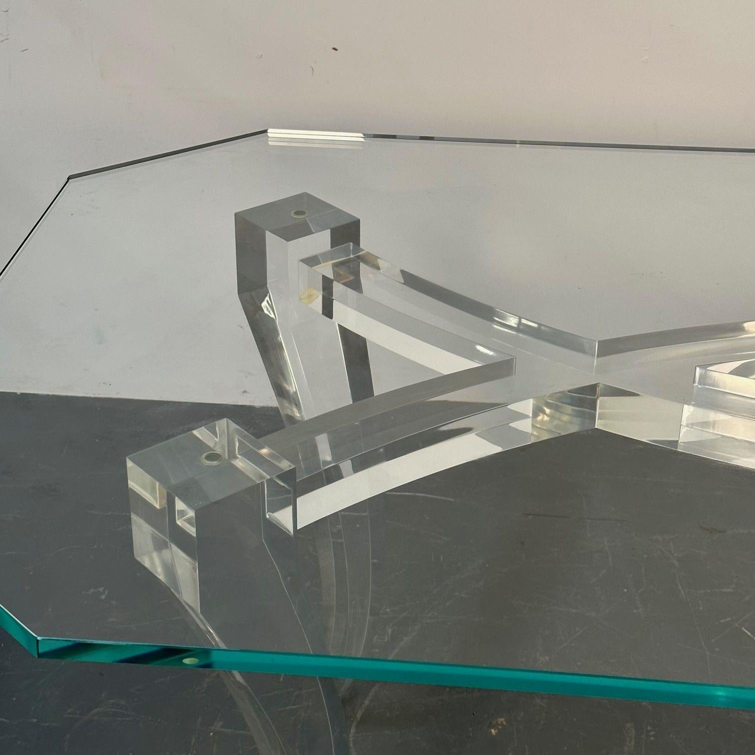 Moderner Ess-/Keramiktisch aus Lucite und Glas, amerikanischer Designer, 2000er Jahre im Angebot 6