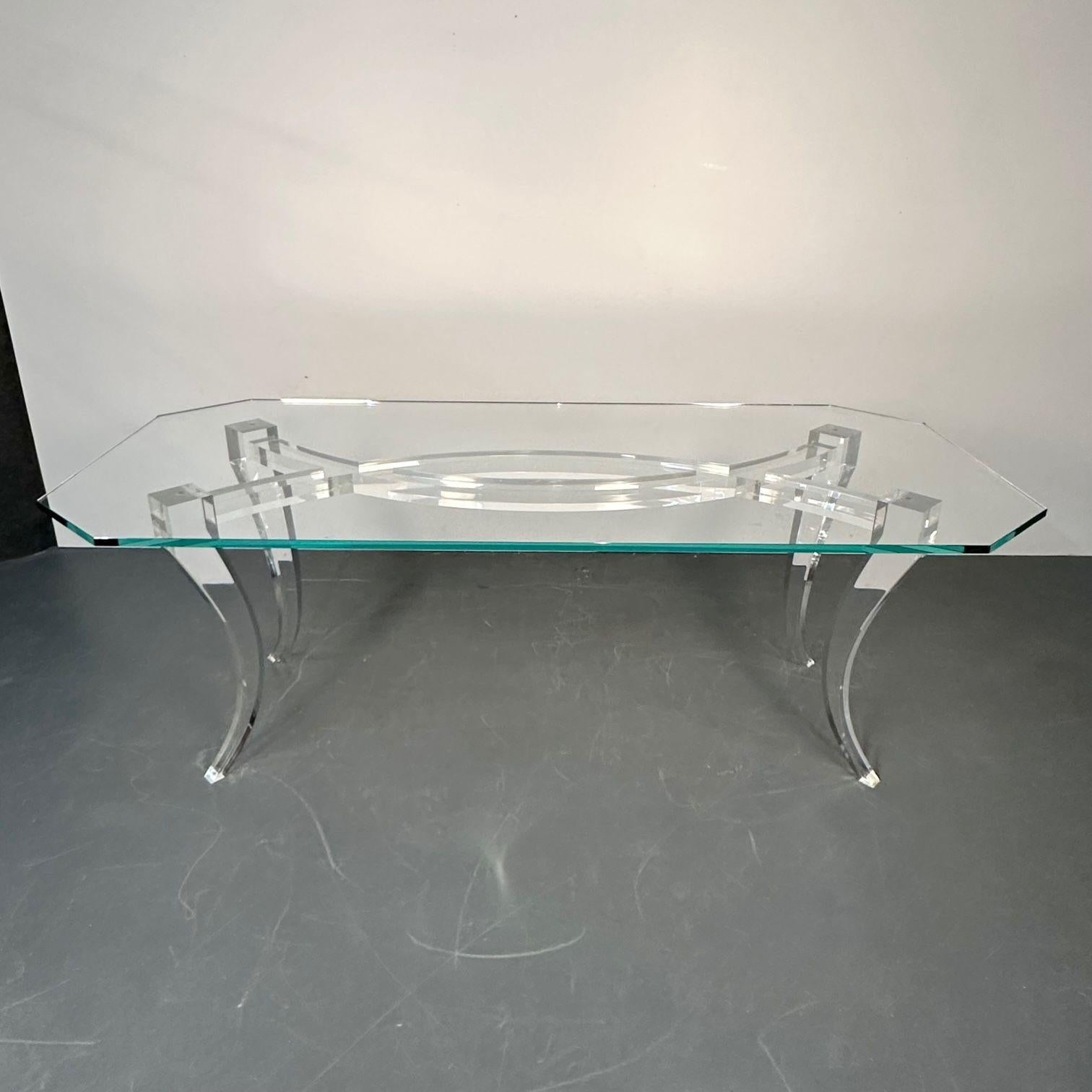 Moderner Ess-/Keramiktisch aus Lucite und Glas, amerikanischer Designer, 2000er Jahre (20. Jahrhundert) im Angebot