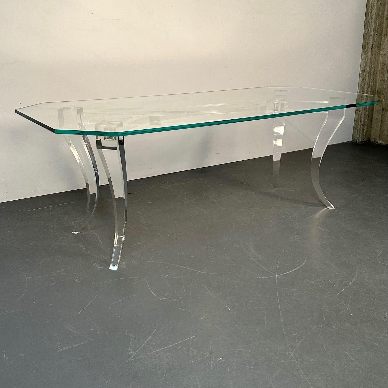 Moderner Ess-/Keramiktisch aus Lucite und Glas, amerikanischer Designer, 2000er Jahre im Angebot 2