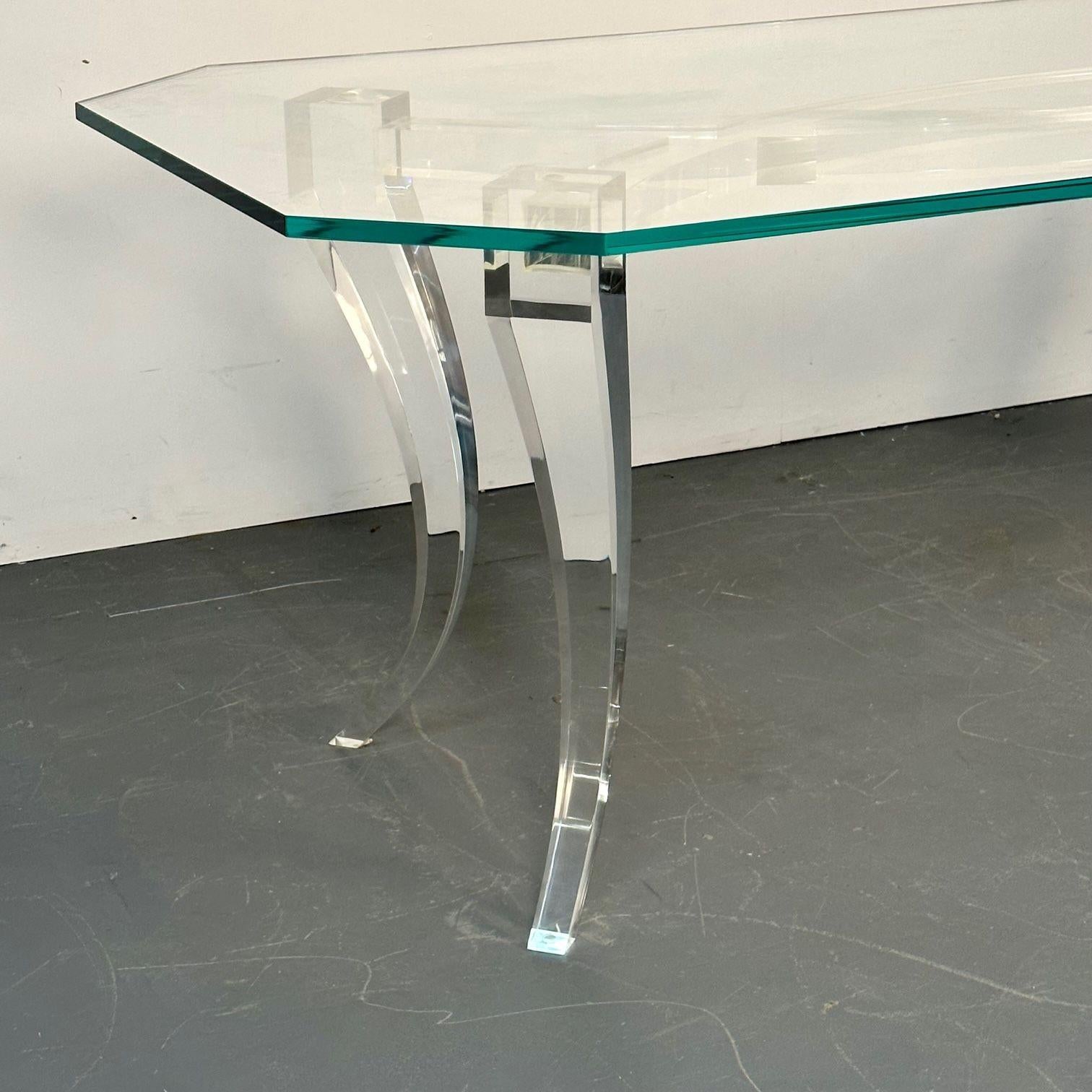 Moderner Ess-/Keramiktisch aus Lucite und Glas, amerikanischer Designer, 2000er Jahre im Angebot 3
