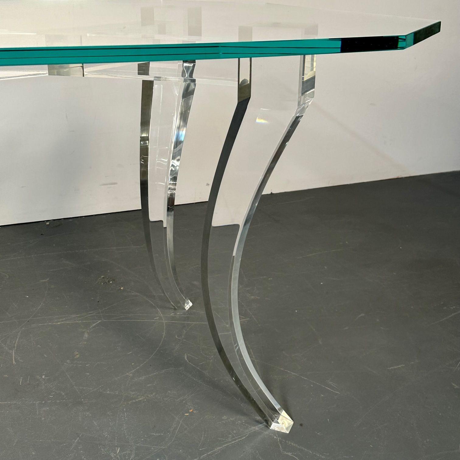 Moderner Ess-/Keramiktisch aus Lucite und Glas, amerikanischer Designer, 2000er Jahre im Angebot 4
